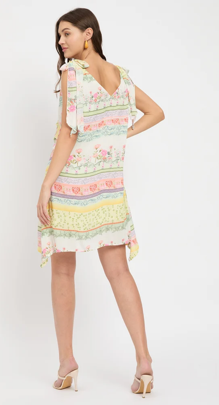 White Floral Rayon Dress for Women S-XL Sleeveless V Neck | GypsieBlu