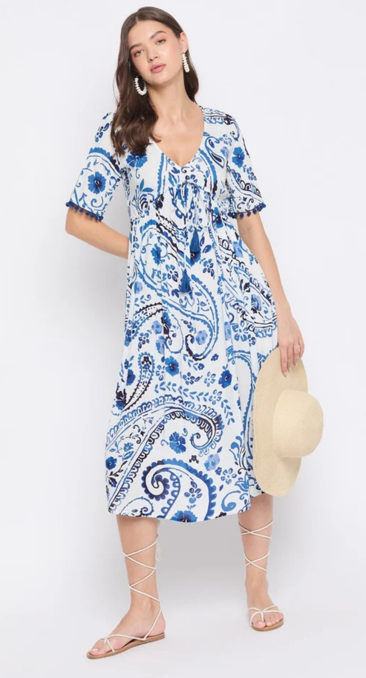 white and blue paisley dress & Floral Midi for Women plus size dresses green 45% Linen 55% Cotton Port Authority LW100 Women Width:XXXW (9E)