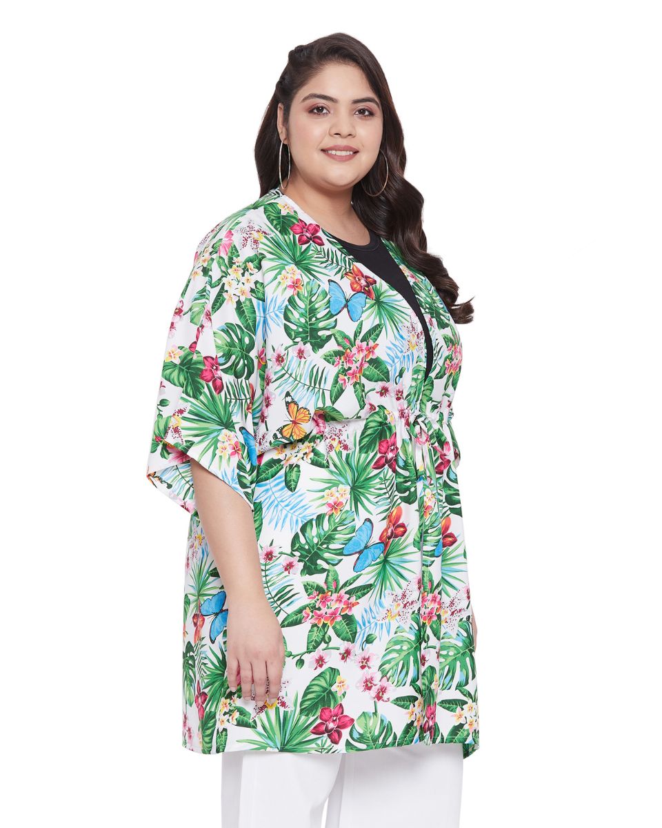 Floral Printed Multicolor Polyester Cover Up For Plus Size Women
