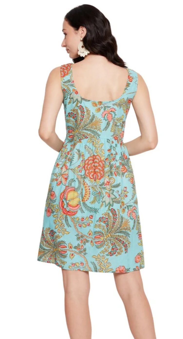 Light Sky Blue Floral Cotton Dress for Women S-XL | GypsieBlu