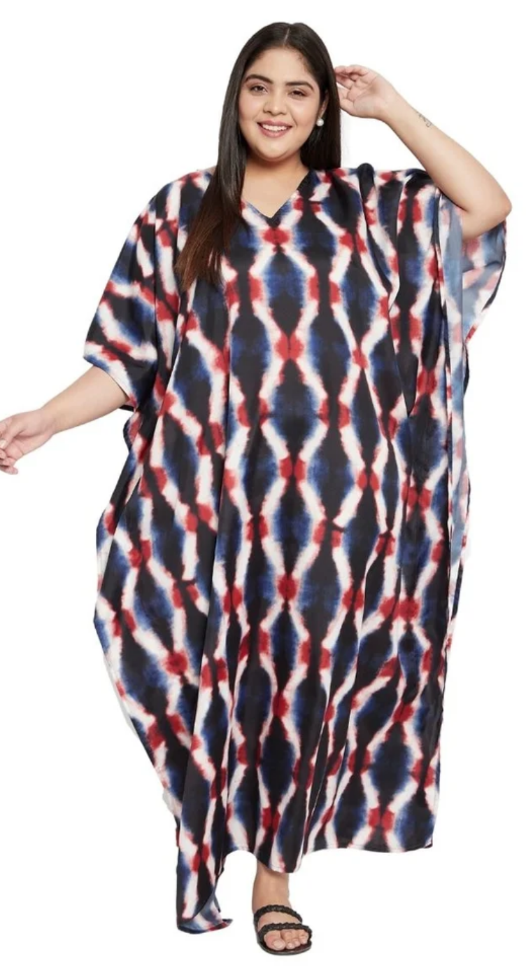 Black Dye Diamond Polyester Plus Size Kaftan for Women 1X-3X | GypsieBlu