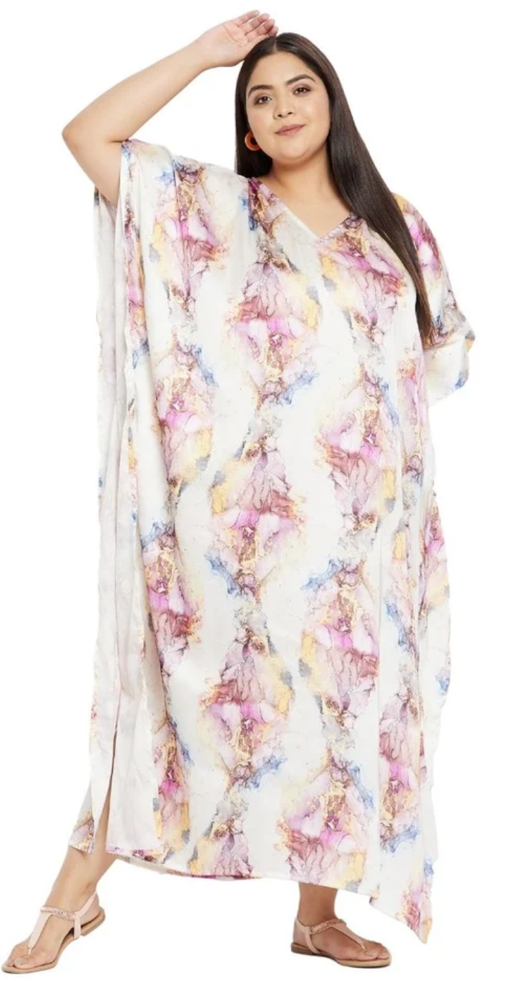 Multicolor Pastel Watercolor Plus Size Kaftan for Women 1X-3X | GypsieBlu