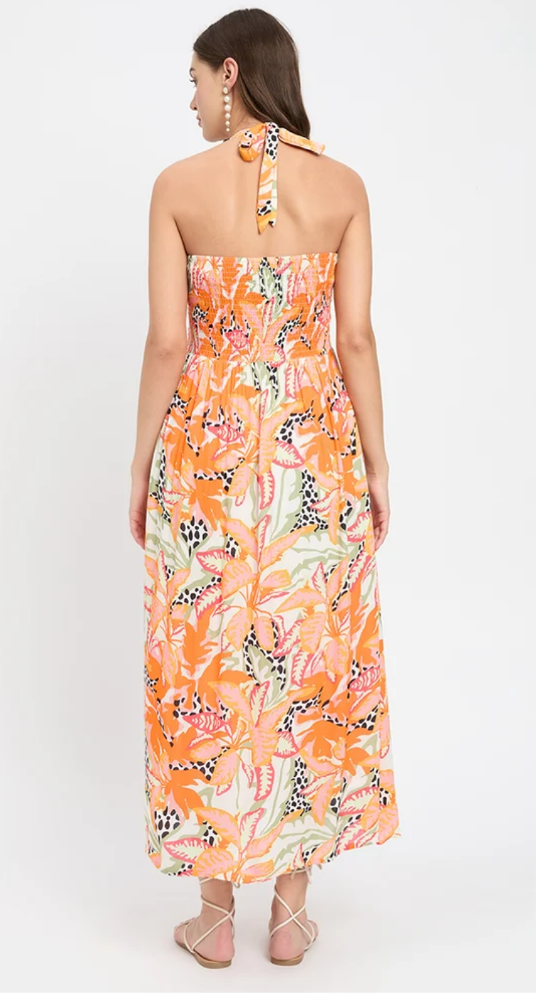 Orange Rayon Midi Dress for Women S-XL | GypsieBlu