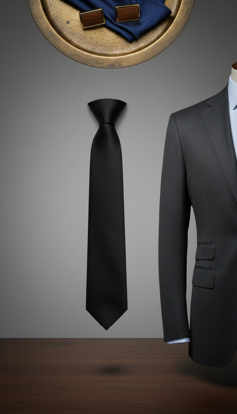 Obsidian Black Silk Tie