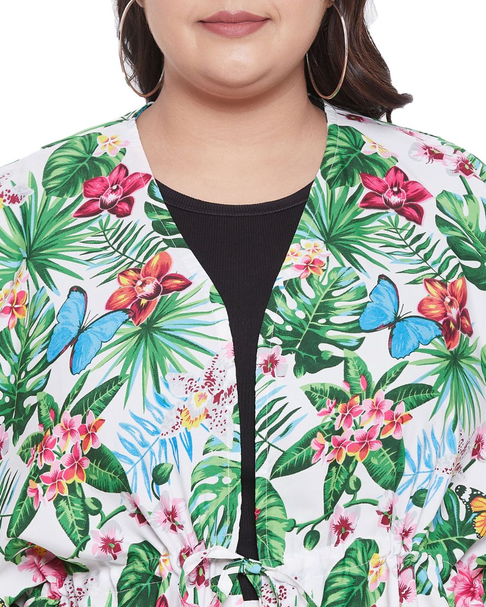 Floral Printed Multicolor Polyester Cover Up For Plus Size Women