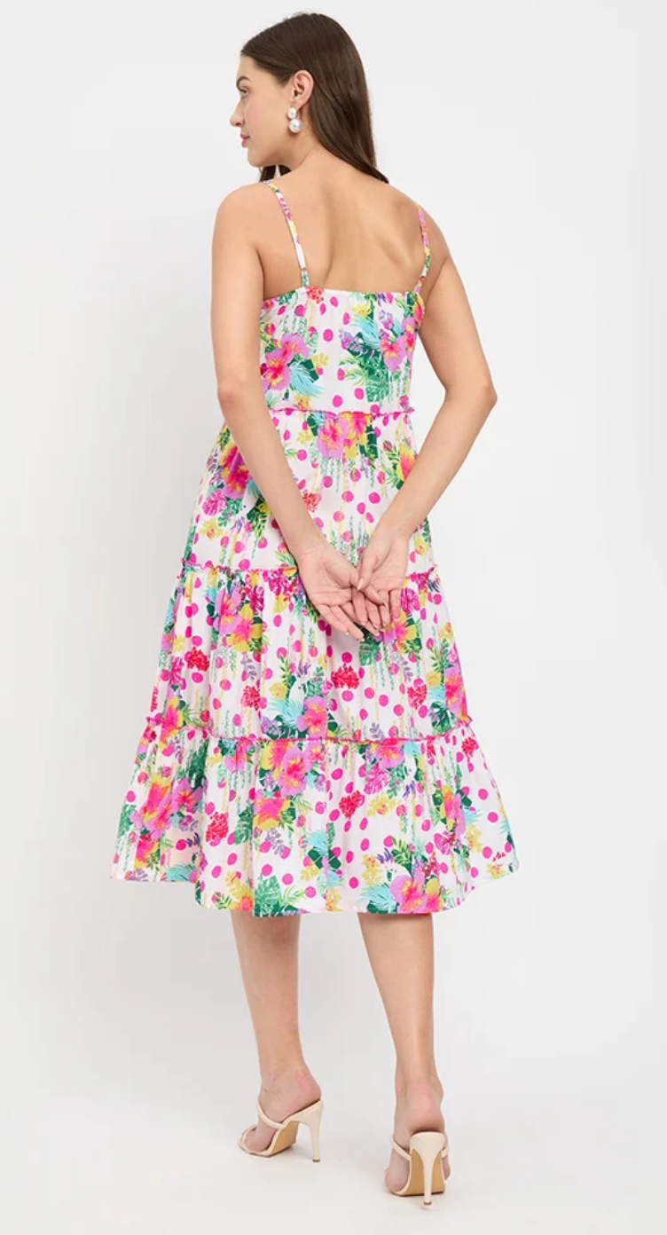 Multicolor Floral & Polyester Midi Dress for Women S-XL | GypsieBlu