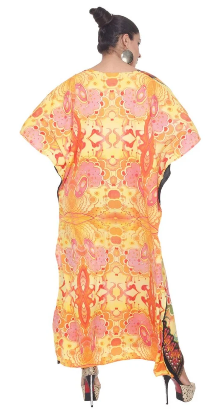 Multicolor Psychedelic Paisley Plus Size Kaftan for Women 1X-3X | GypsieBlu