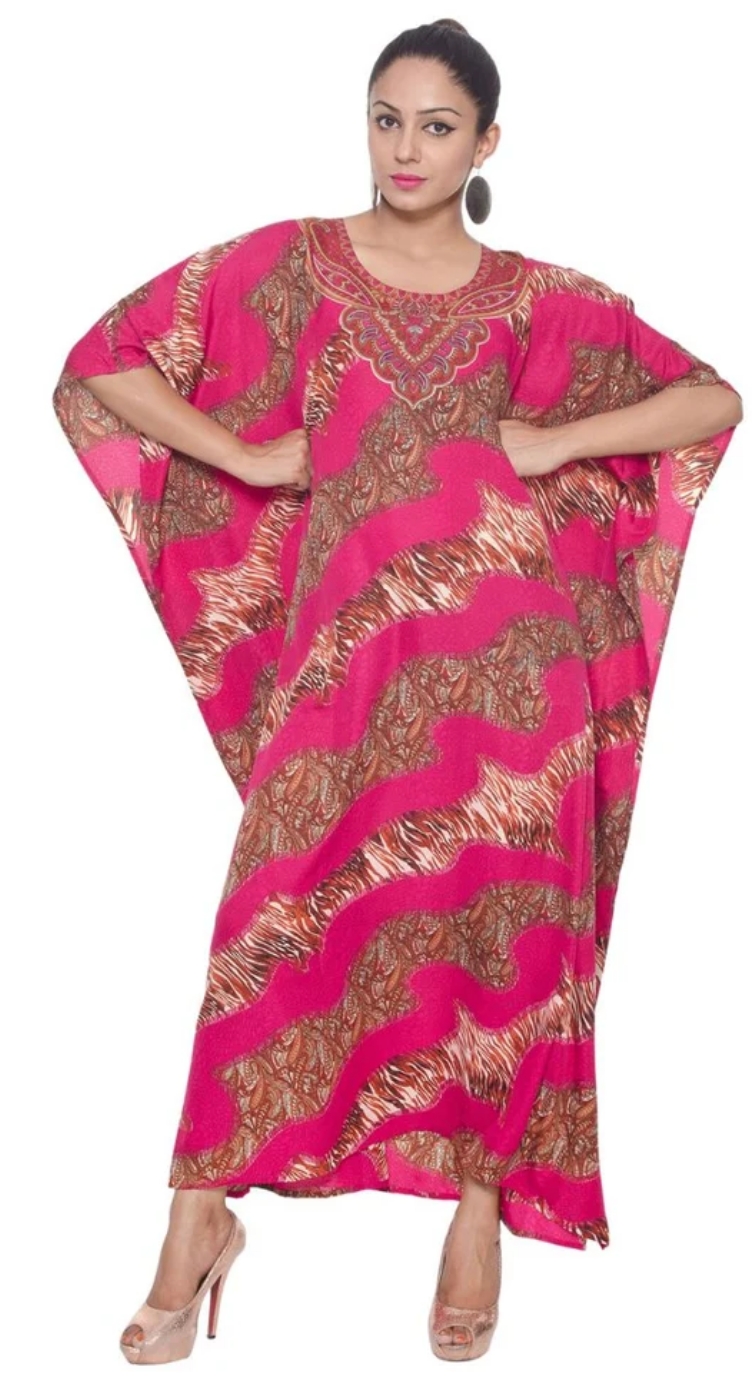 Pink Lemonade Animal Wave Polyester Plus Size Kaftan for Women 1X-3X | GypsieBlu