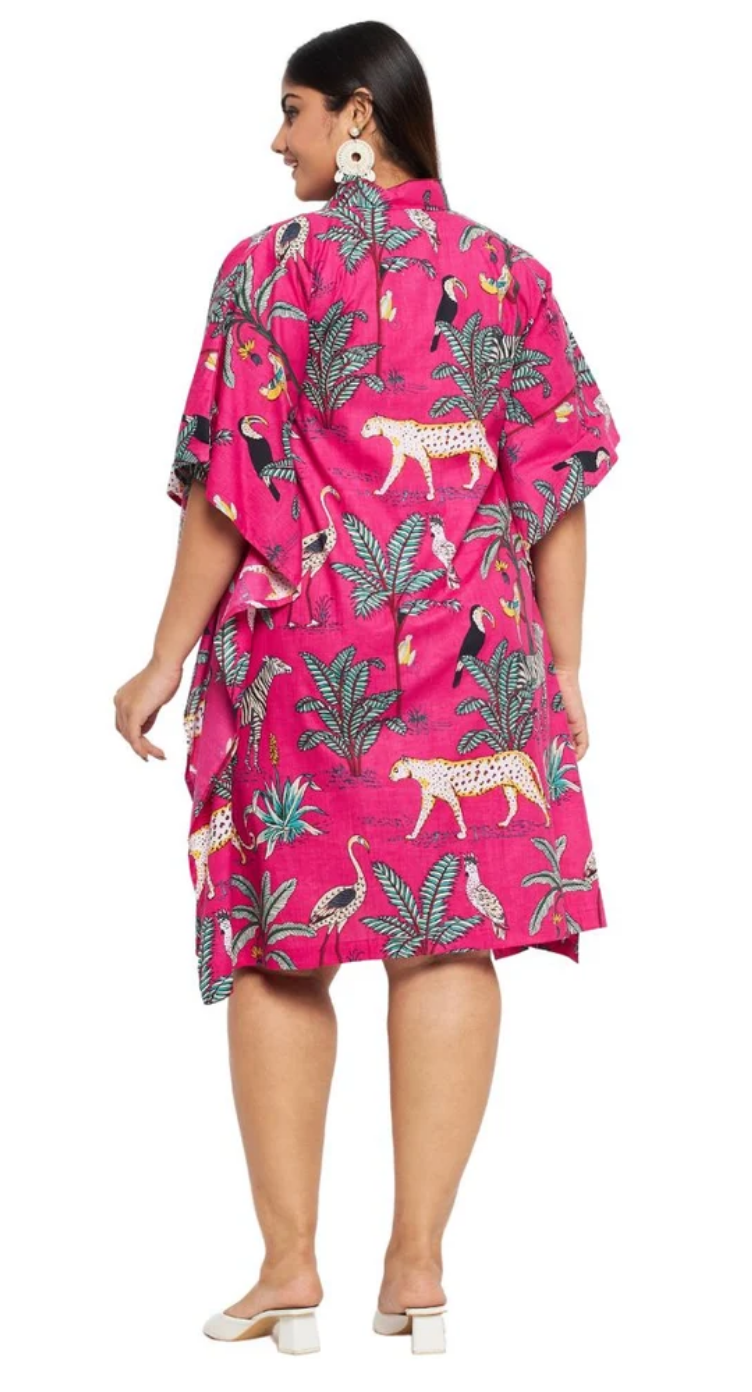 Pink Lemonade Tropical Cotton Plus Size Tunic for Women 1X-3X | GypsieBlu