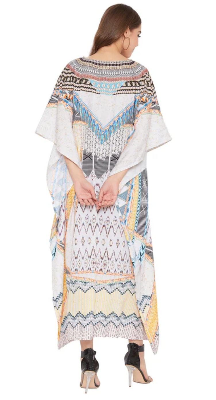 Multicolor Polyester Plus Size Kaftan Dress for Women 1X-3X | GypsieBlu