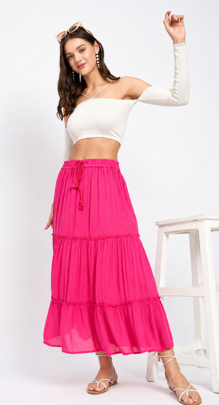 Fuchsia Red Rayon Skirt for Women S-XL | GypsieBlu