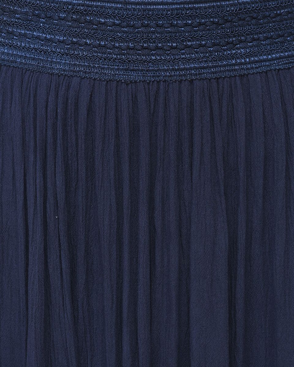 Navy Blue Rayon Pleated Skirt for Women