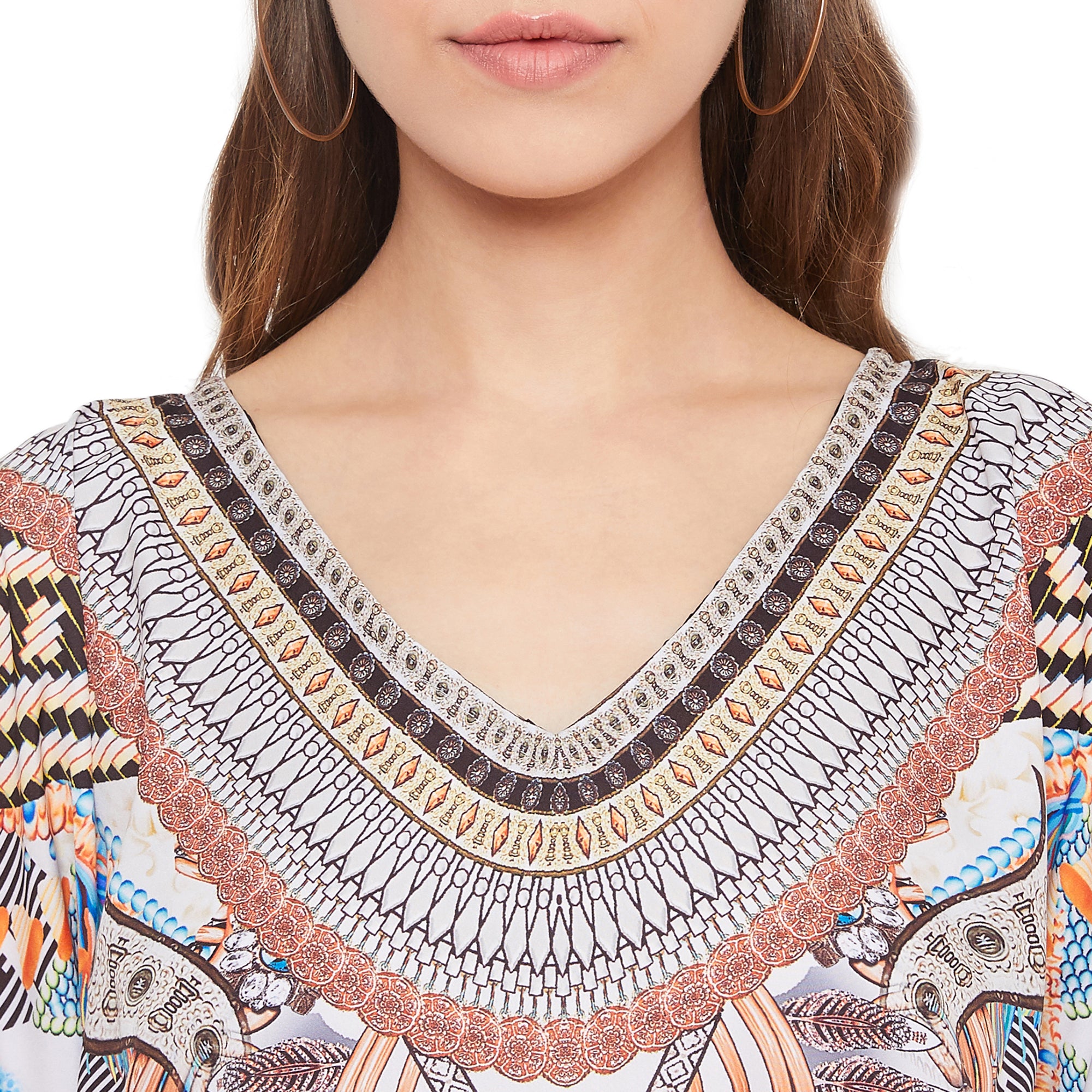 Boho Multicolor Sundress Kimono Polyester Kaftan For Plus Size Women