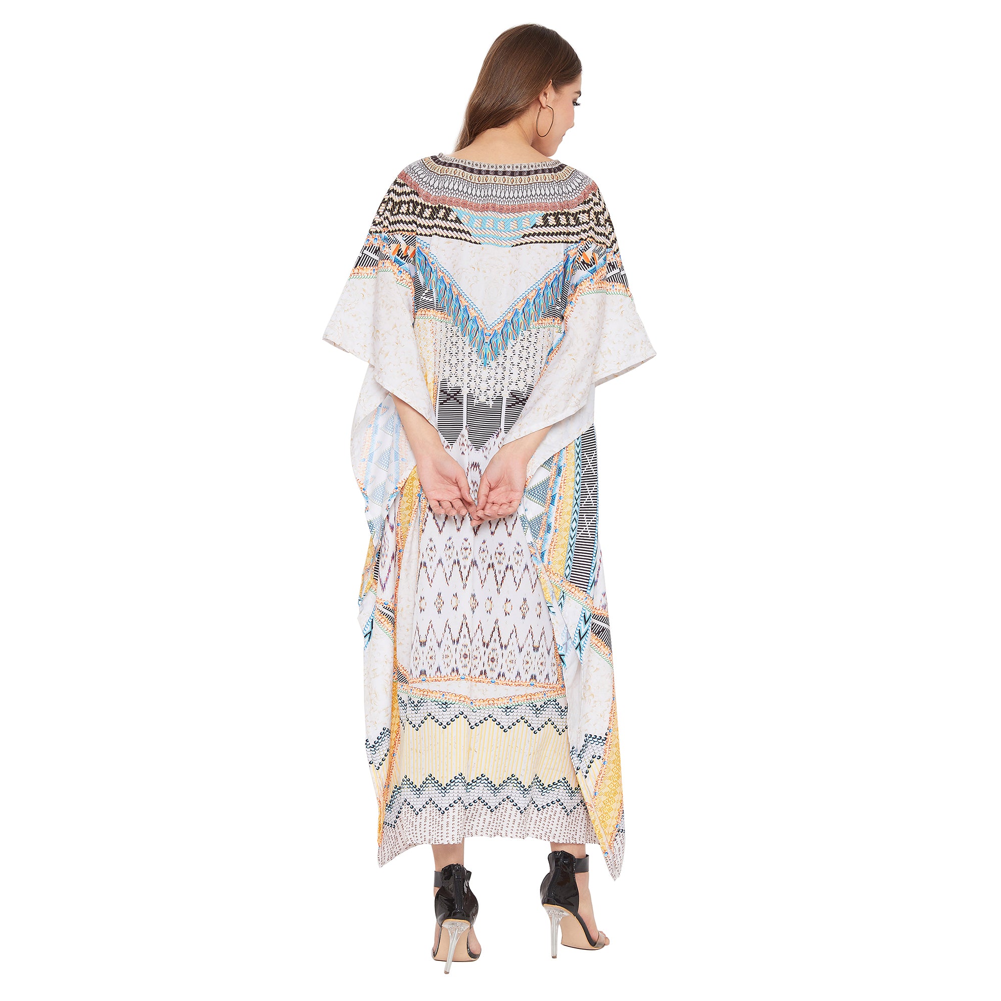 Boho Multicolor Sundress Kimono Polyester Kaftan For Plus Size Women