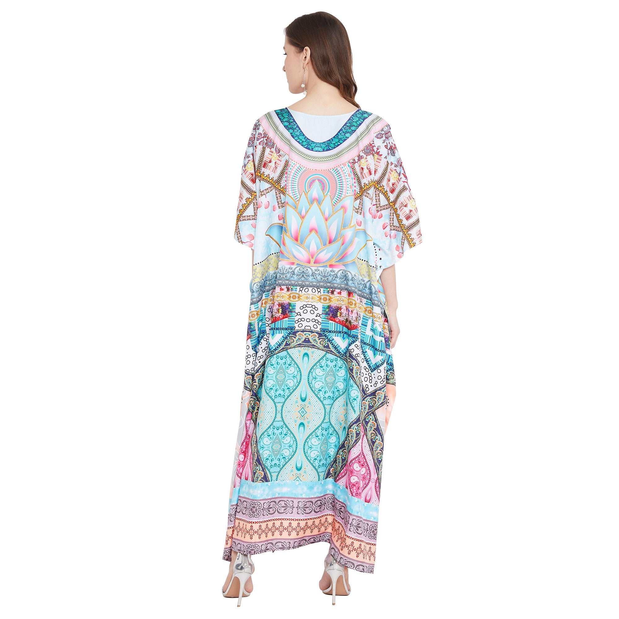 Kaftan Multicolor Paisley Polyester Maxi For Plus Size Women