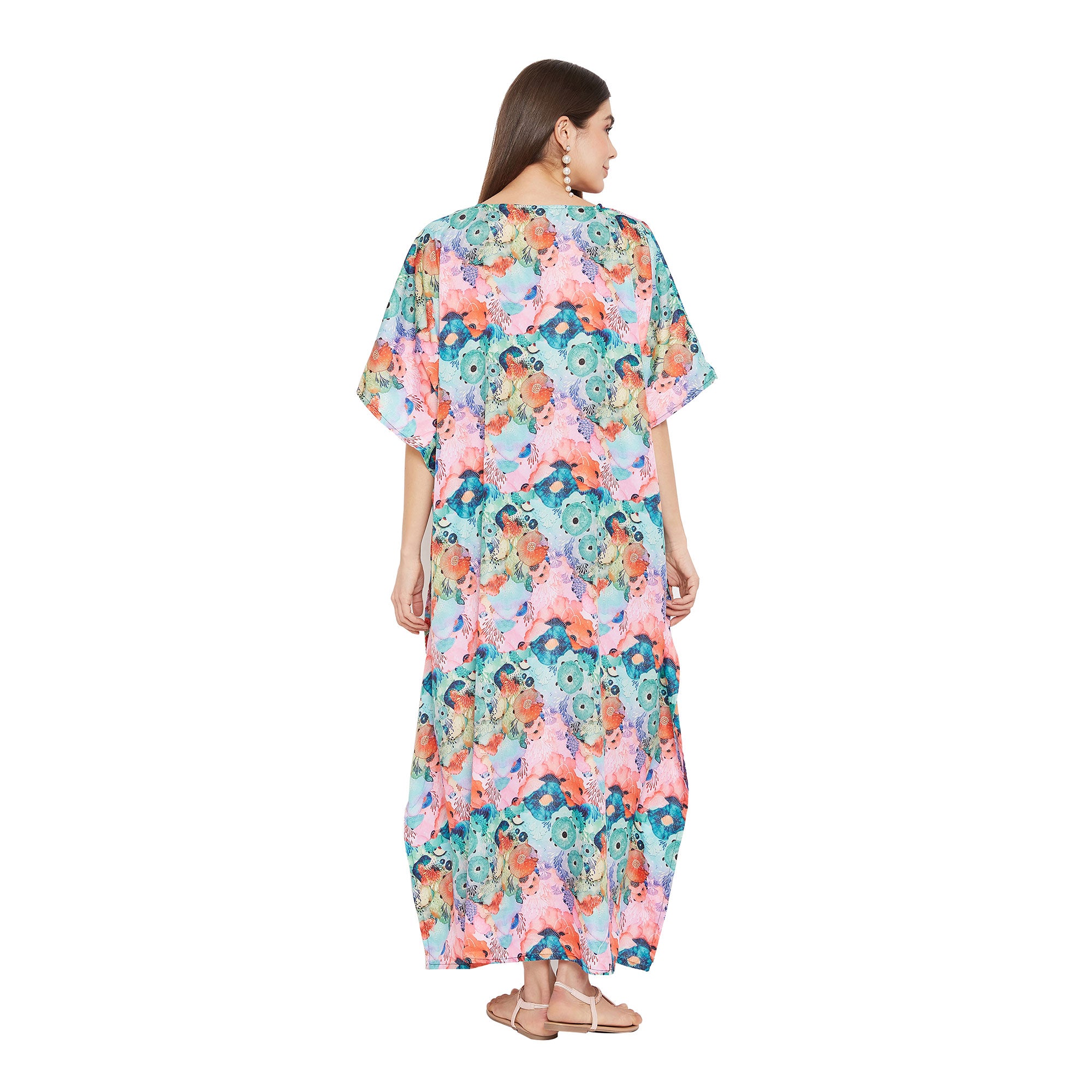 Multicolor Polyester Plus Size Women Caftan
