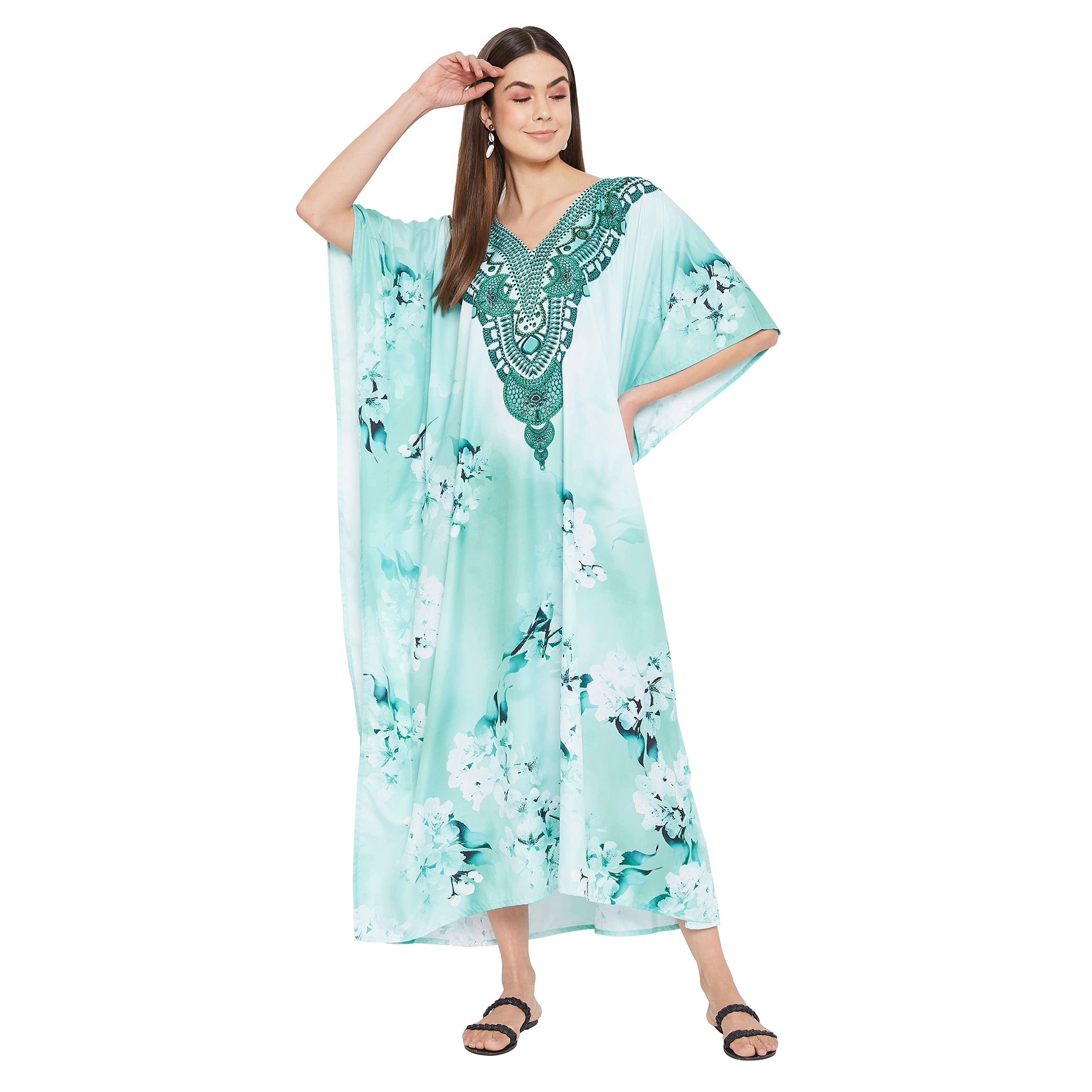 Floral Print Polyester Loungewear kaftan for Women