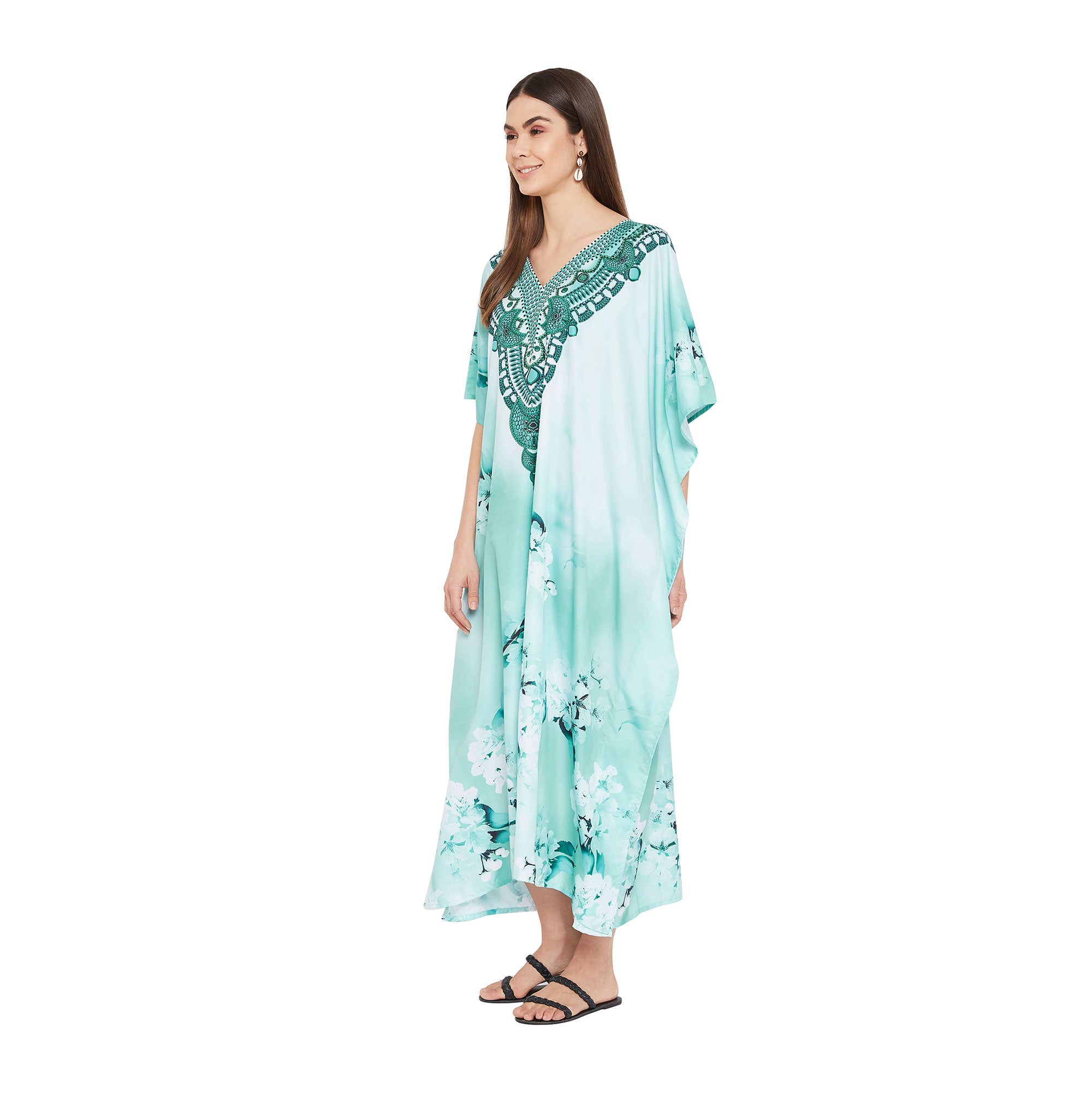 Floral Print Polyester Loungewear kaftan for Women