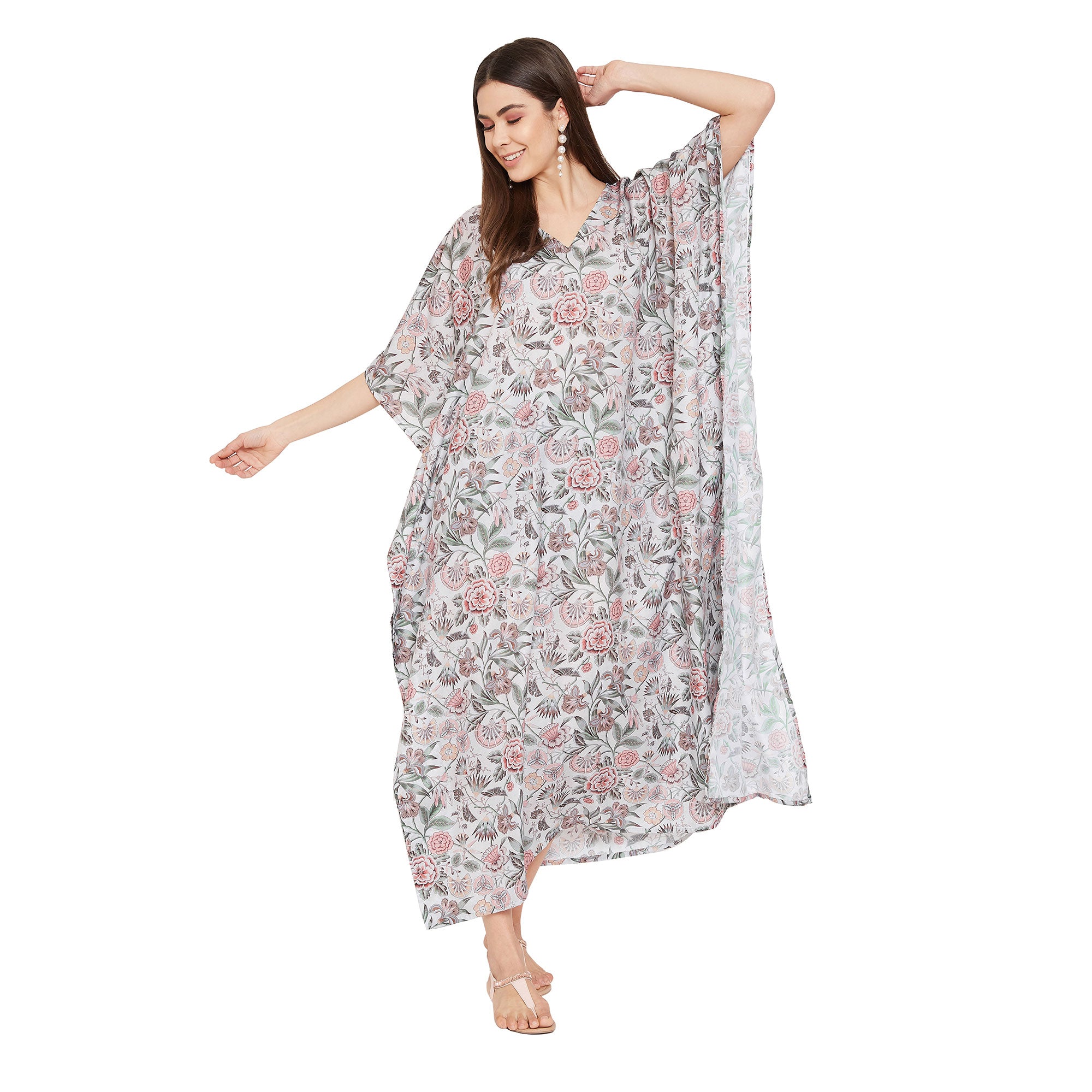 Floral Polyester Resort Wear Kaftan For Plus Size Women