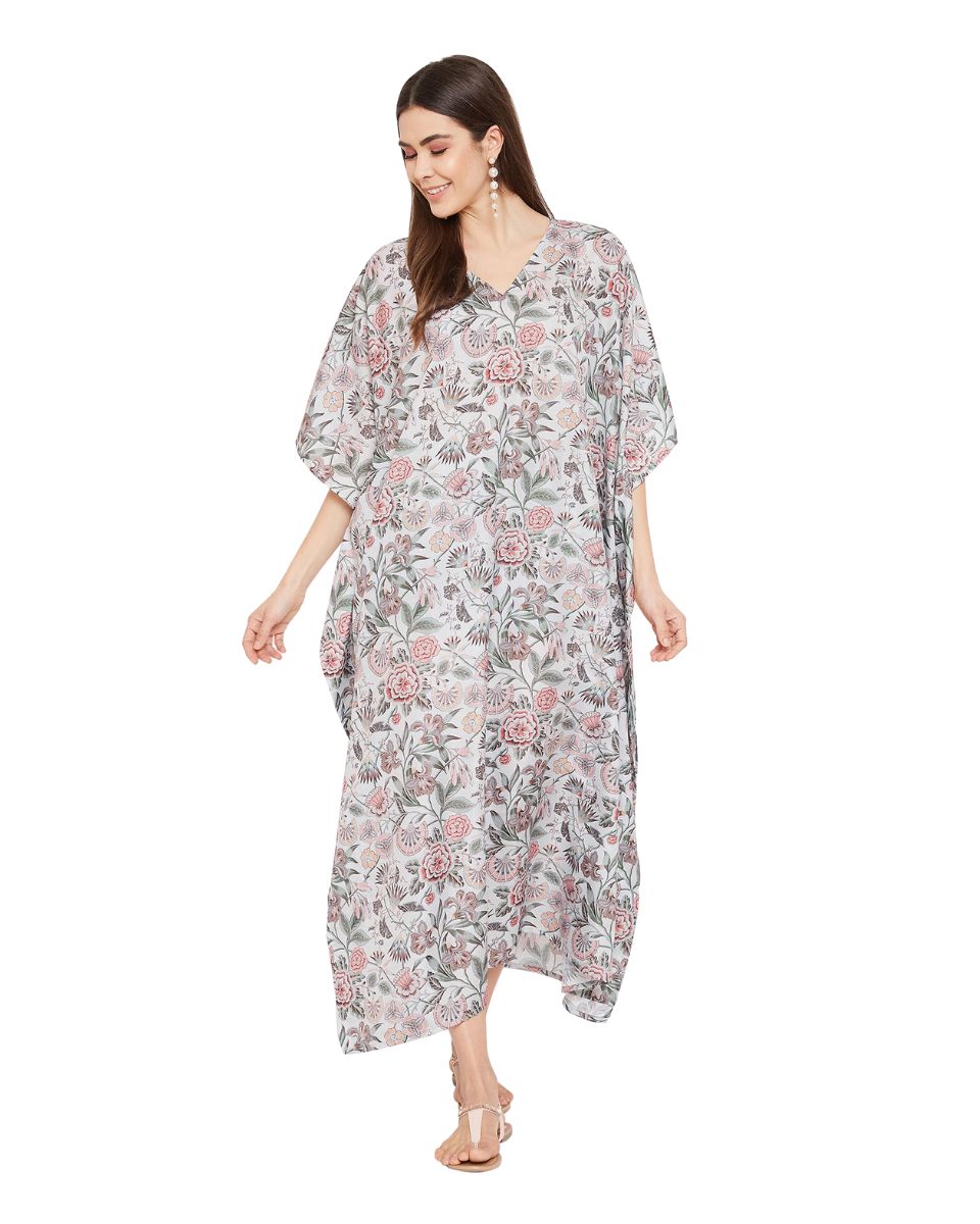 Floral Polyester Resort Wear Kaftan For Plus Size Women