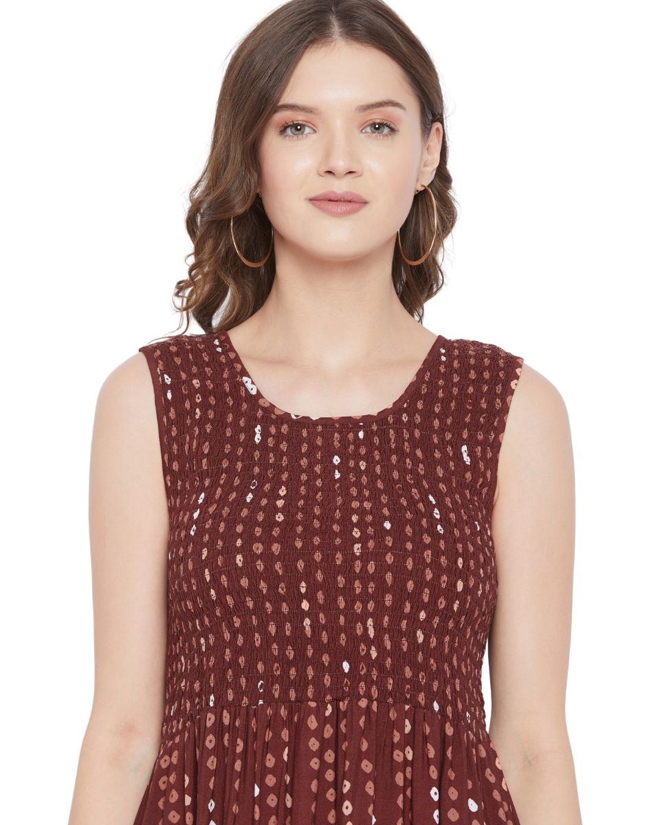 Brown Sleeveless Rayon Party Maxi Dress For Women