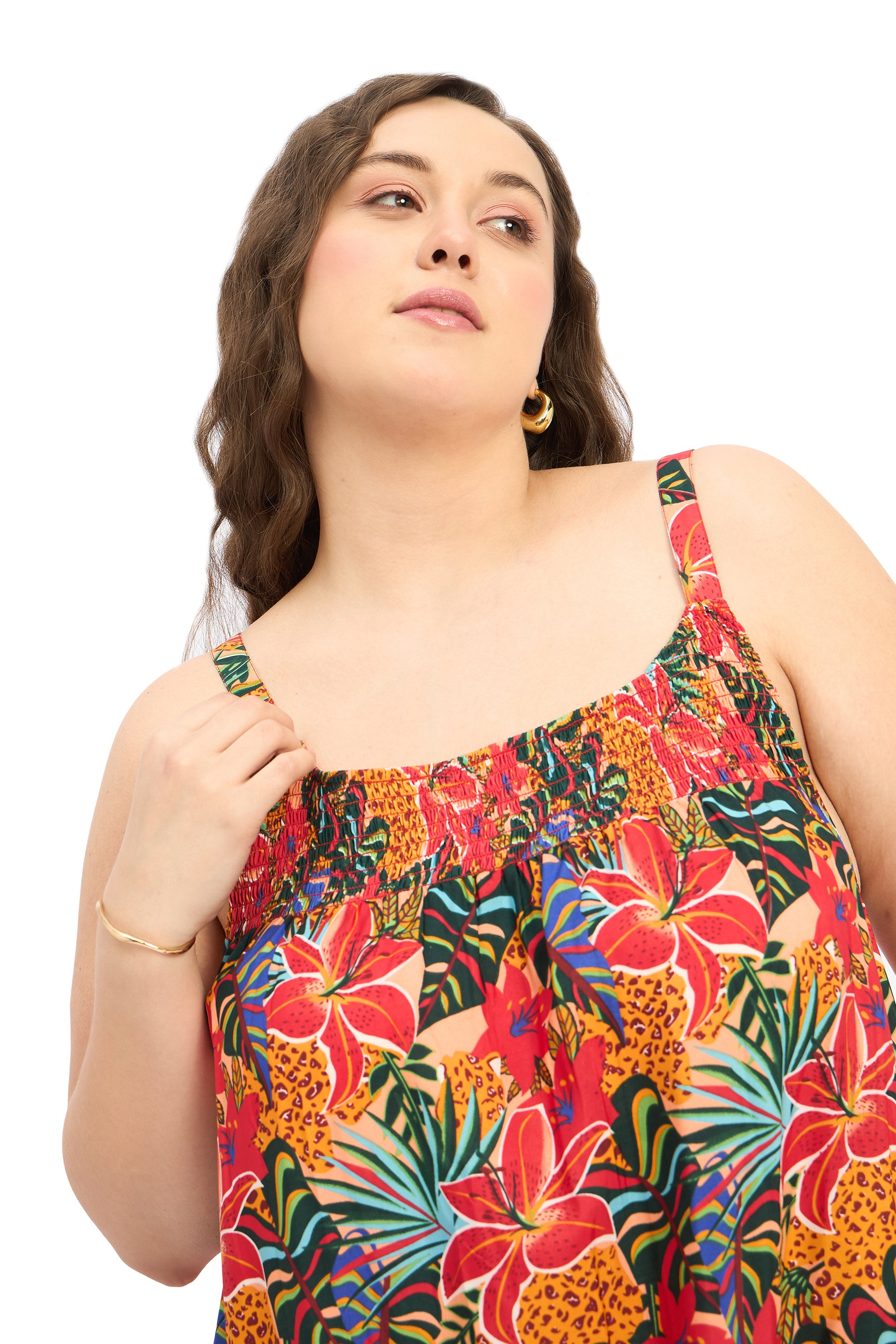 Multicolor Polyester Plus Size Summer Floral Maxi Dress for Women
