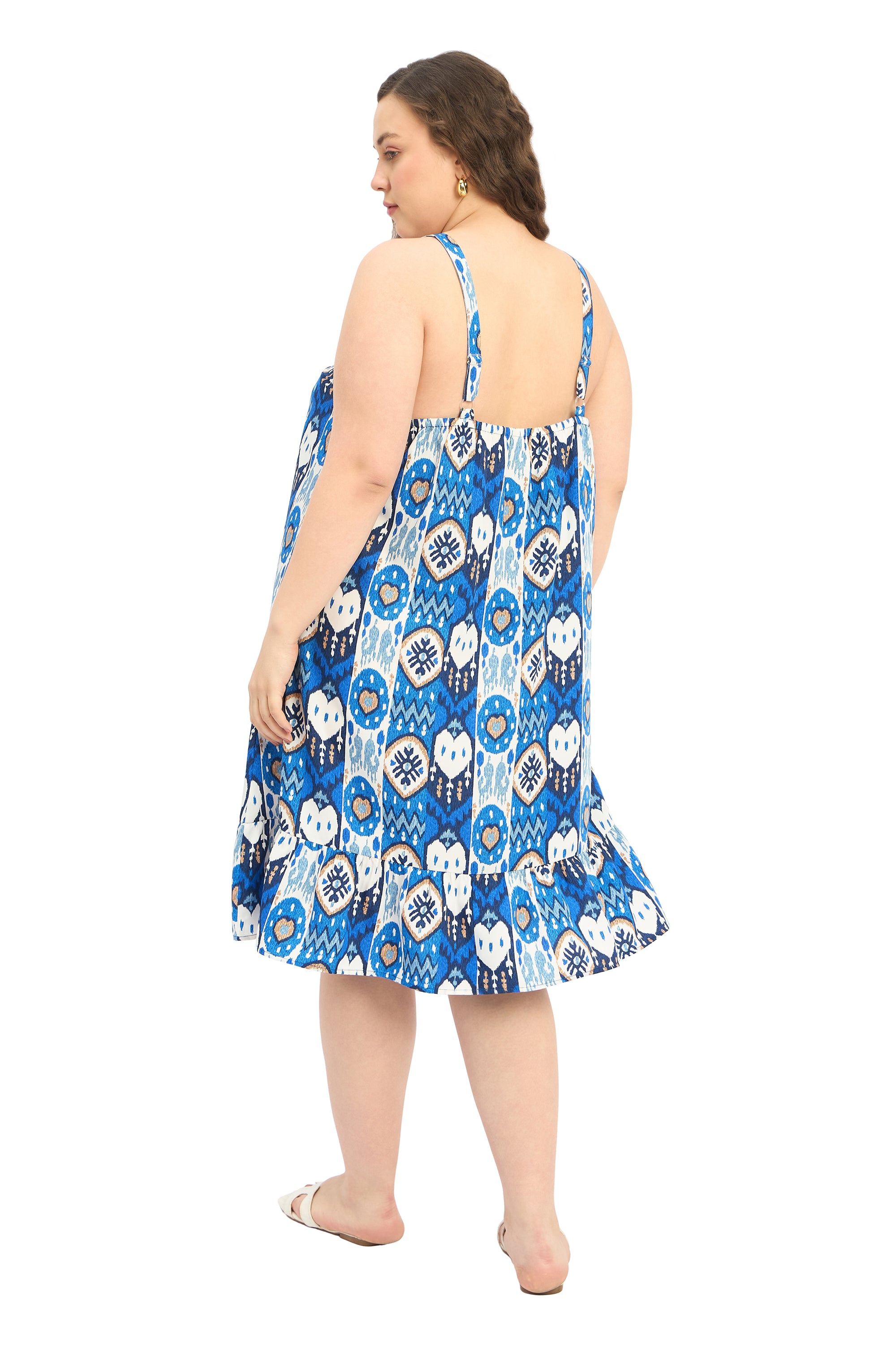 Blue Polyester Women Knee Length Casual Dress for Vacations