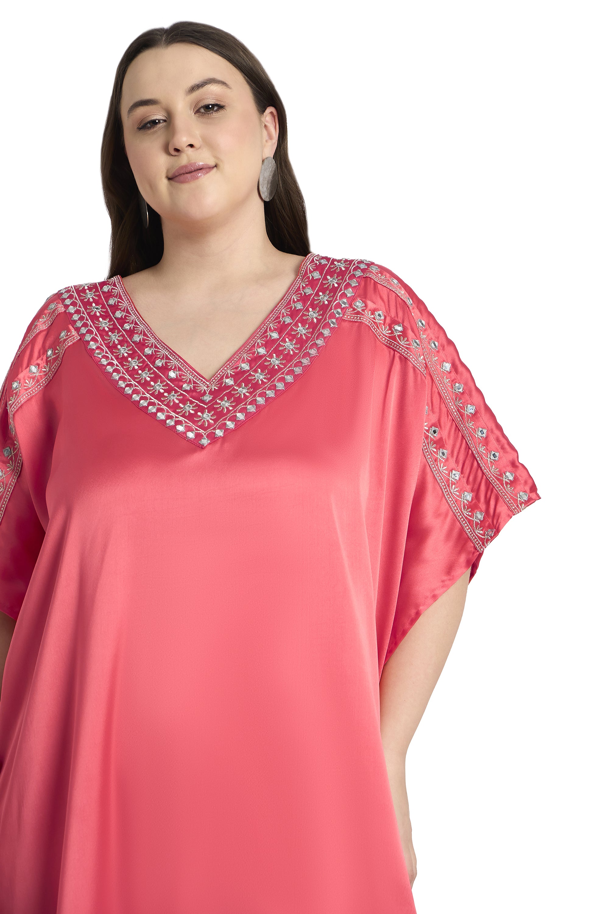 Gypsie Blu Embroidered Satin Kaftan for Plus Size Women