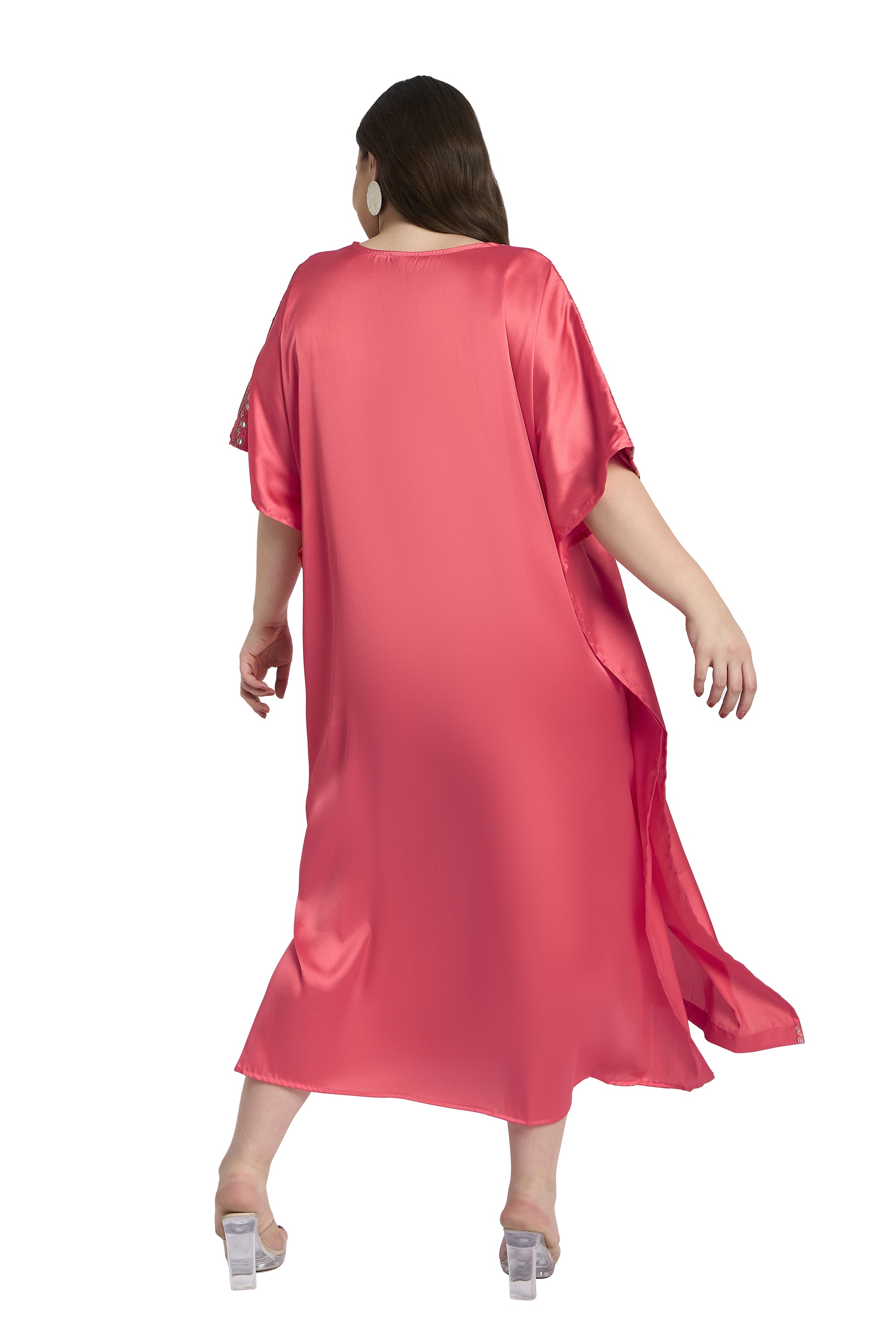 Gypsie Blu Embroidered Satin Kaftan for Plus Size Women