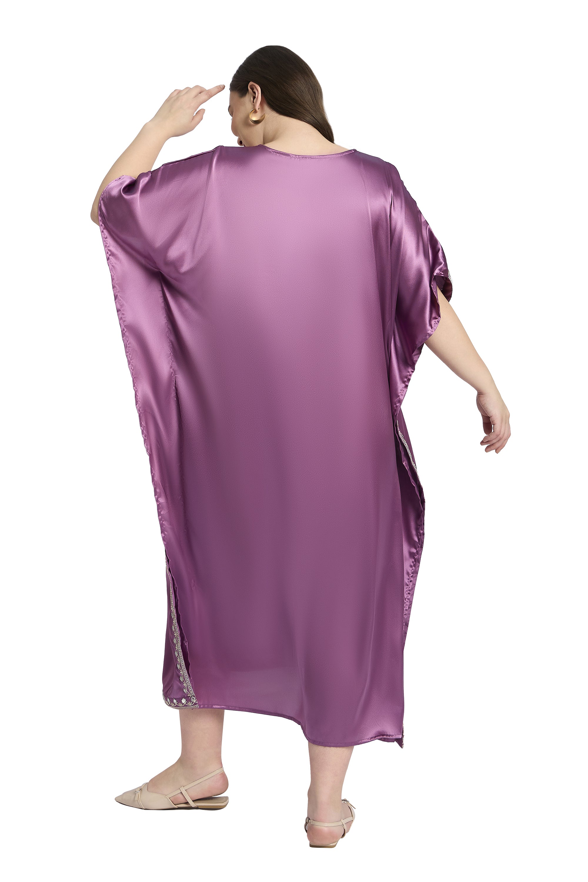 Gypsie Blu Women Plus Size Embroidery Satin Kaftan