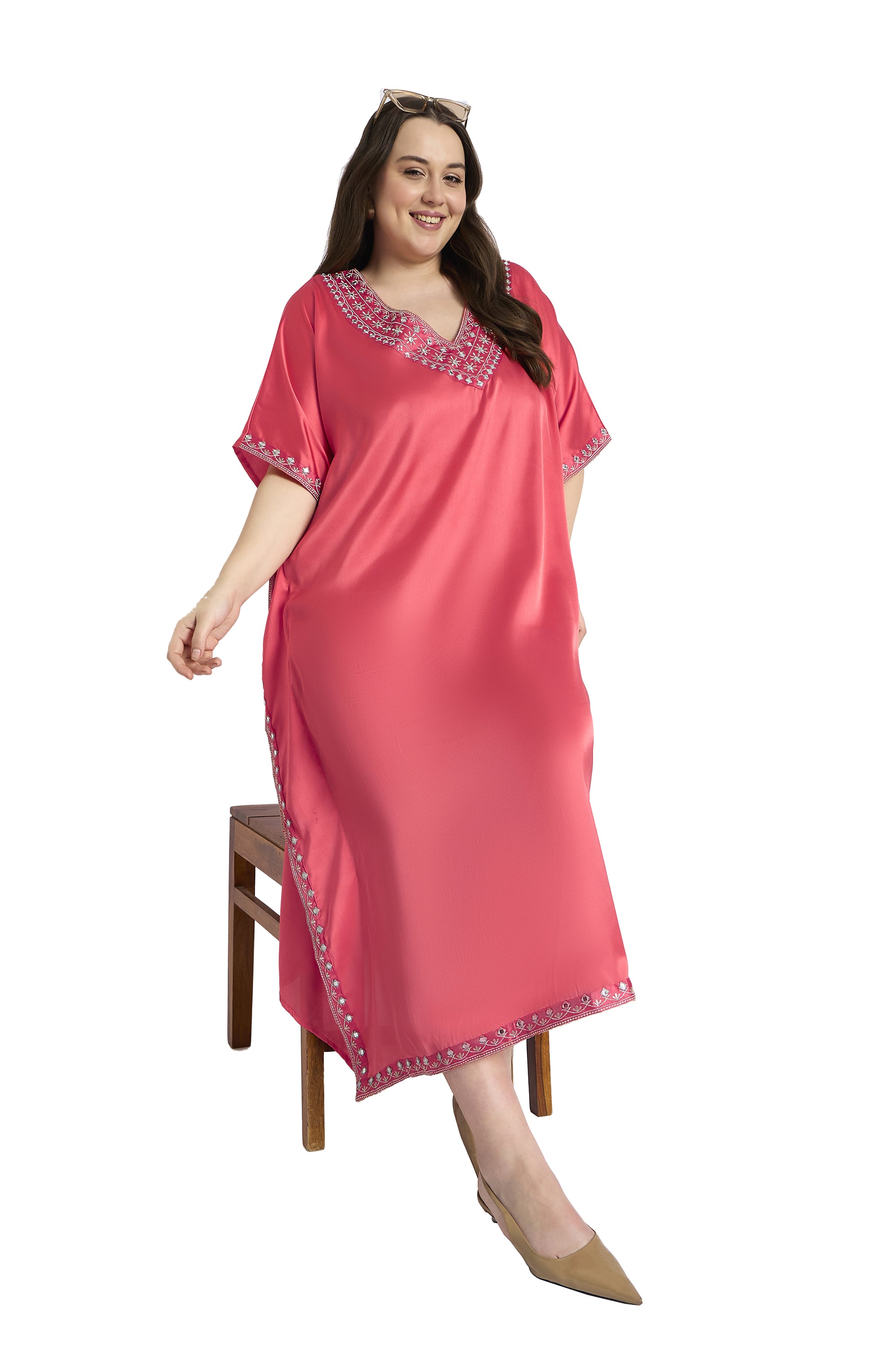 Gypsie Blu Women Plus Size Embroidery Wedding Kaftan