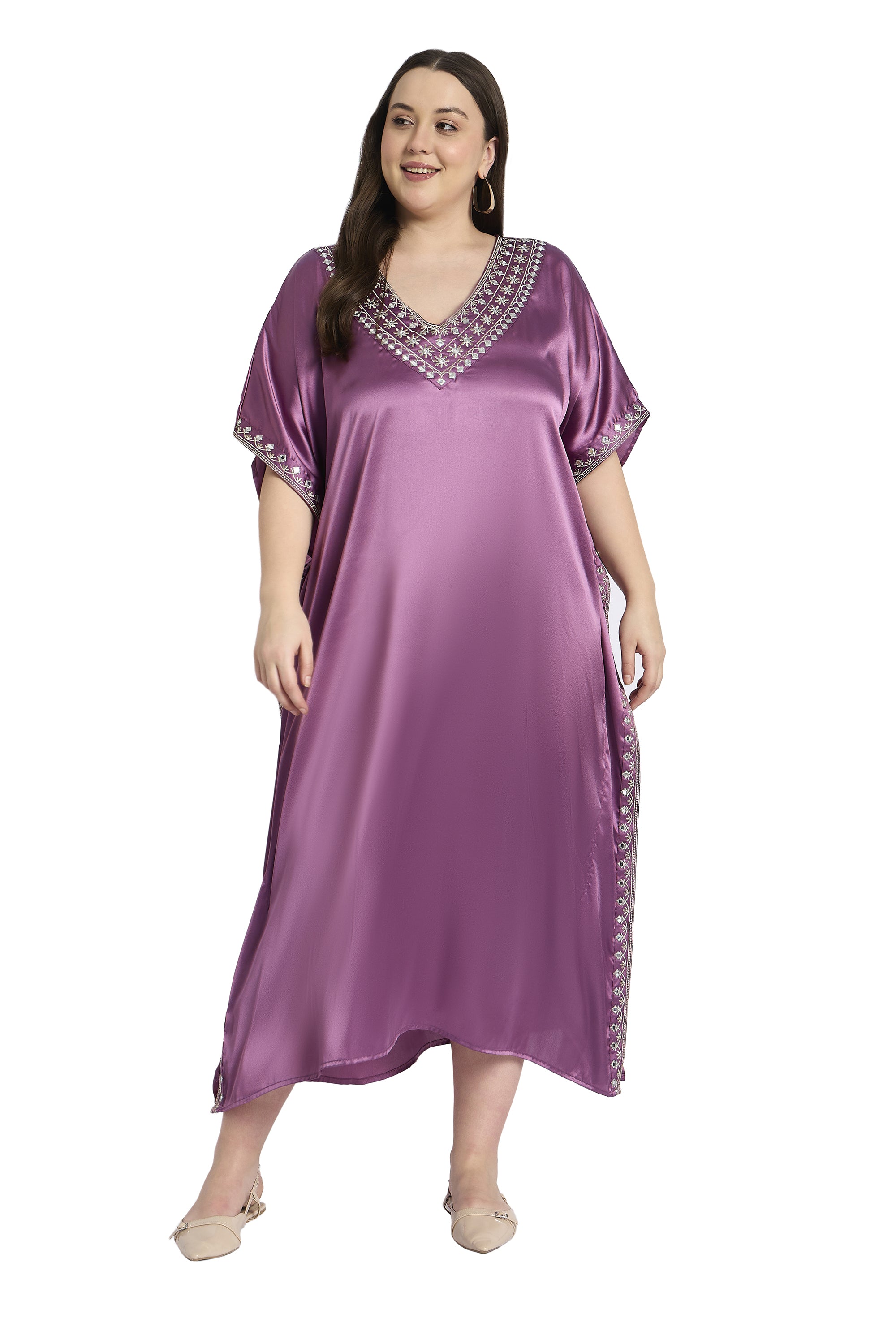 Women Plus Size Partywear Embroidery Kaftan