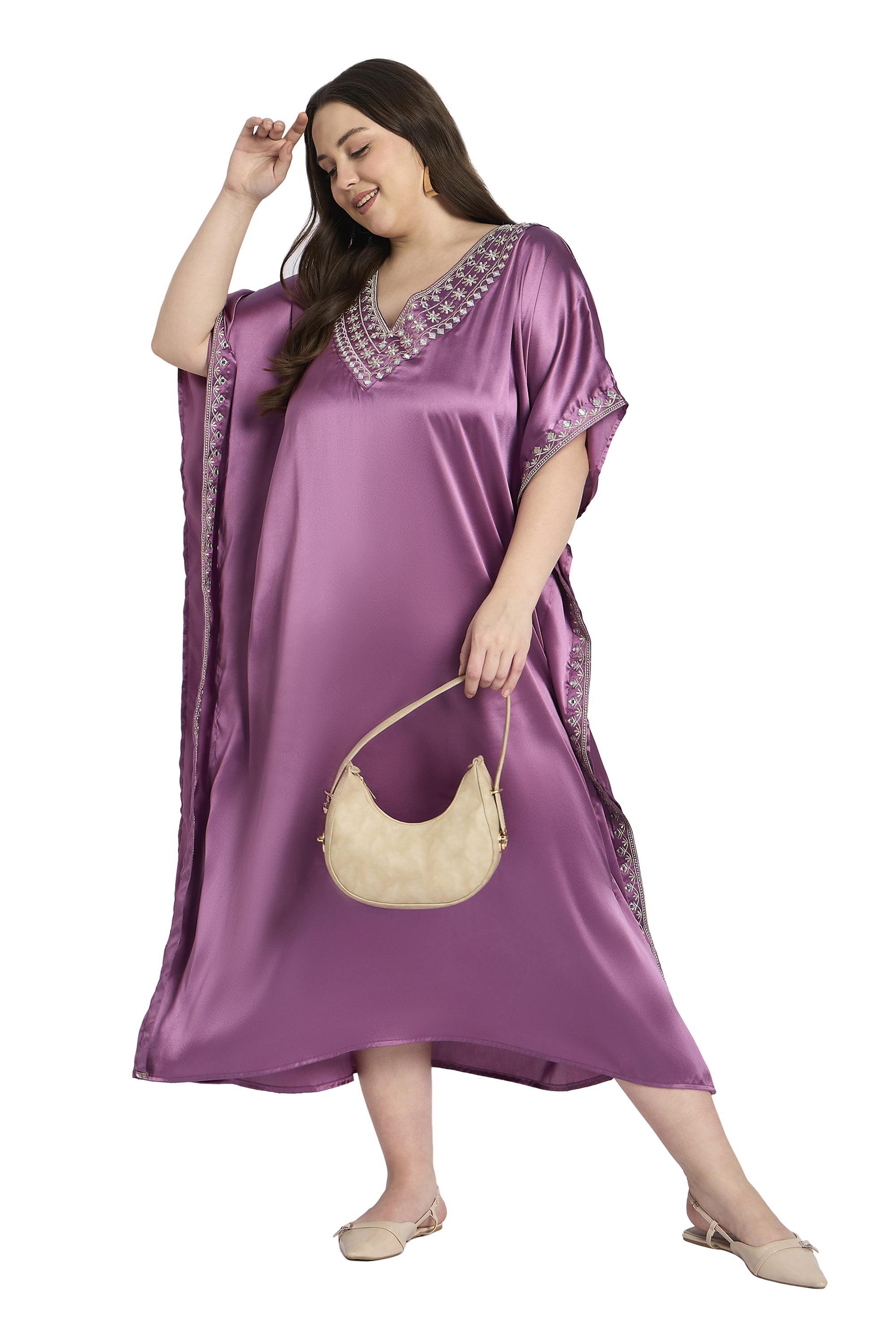Women Plus Size Partywear Embroidery Kaftan