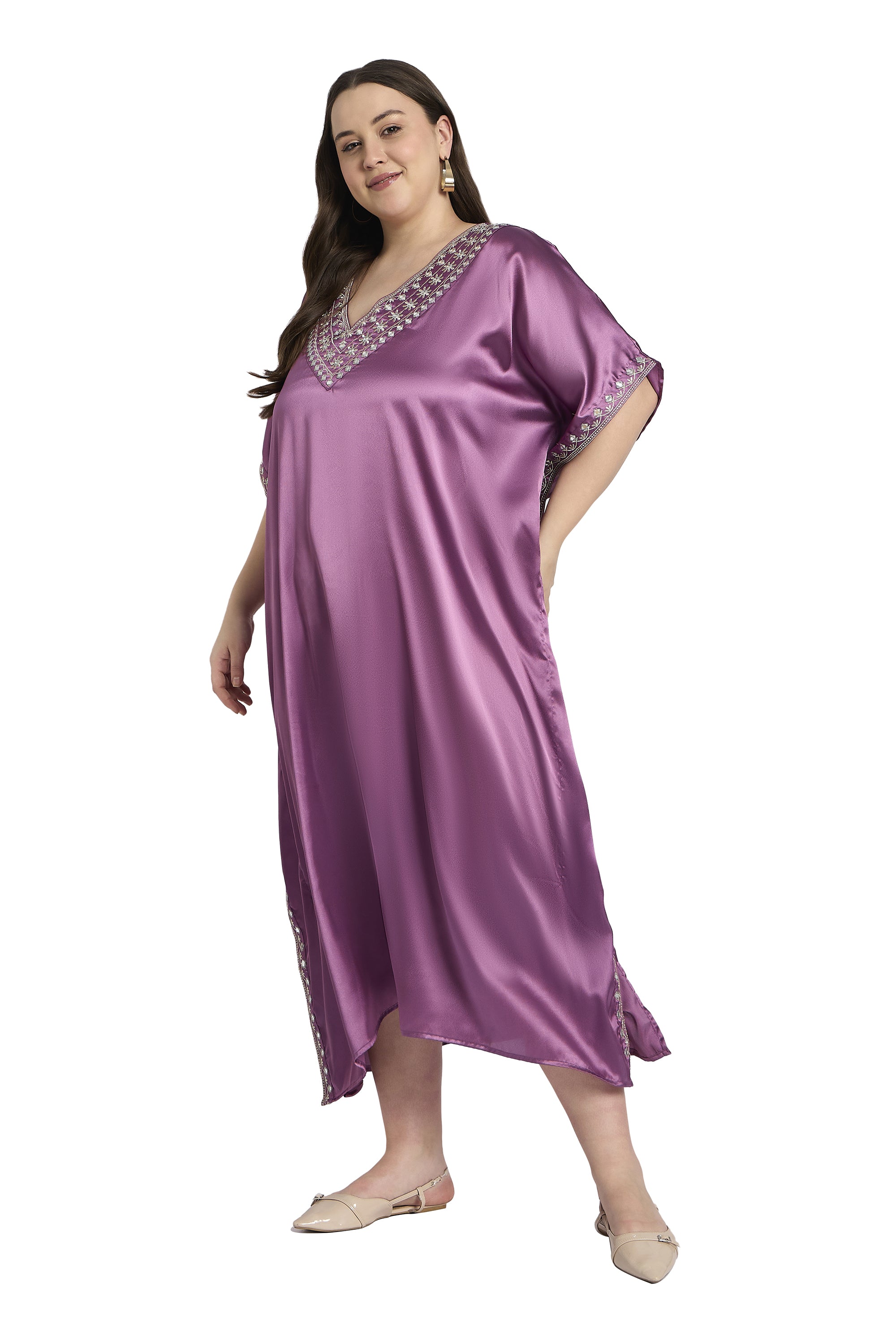 Women Plus Size Partywear Embroidery Kaftan