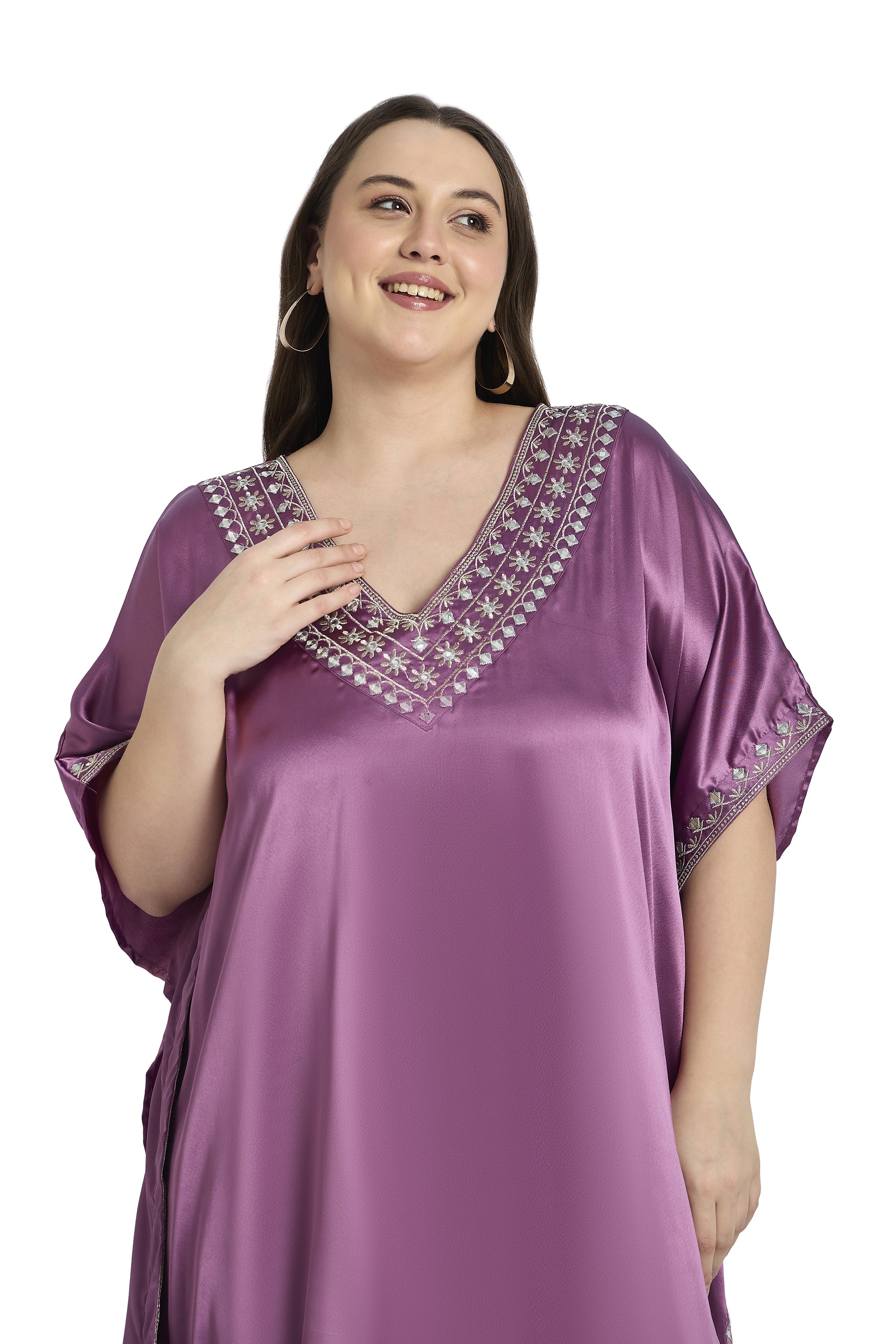 Women Plus Size Partywear Embroidery Kaftan