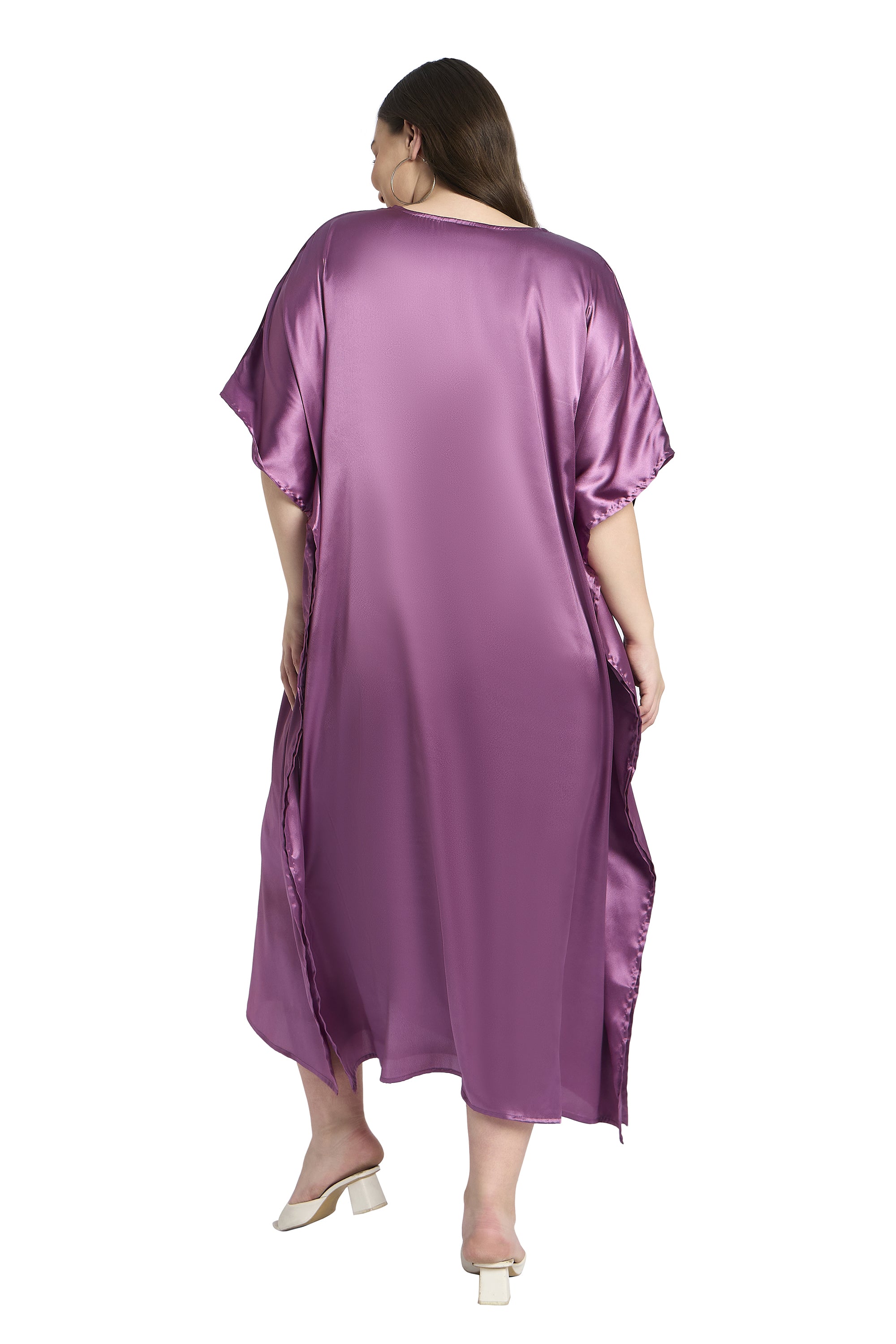 Satin Embroidered Plus Size Kaftan for Women