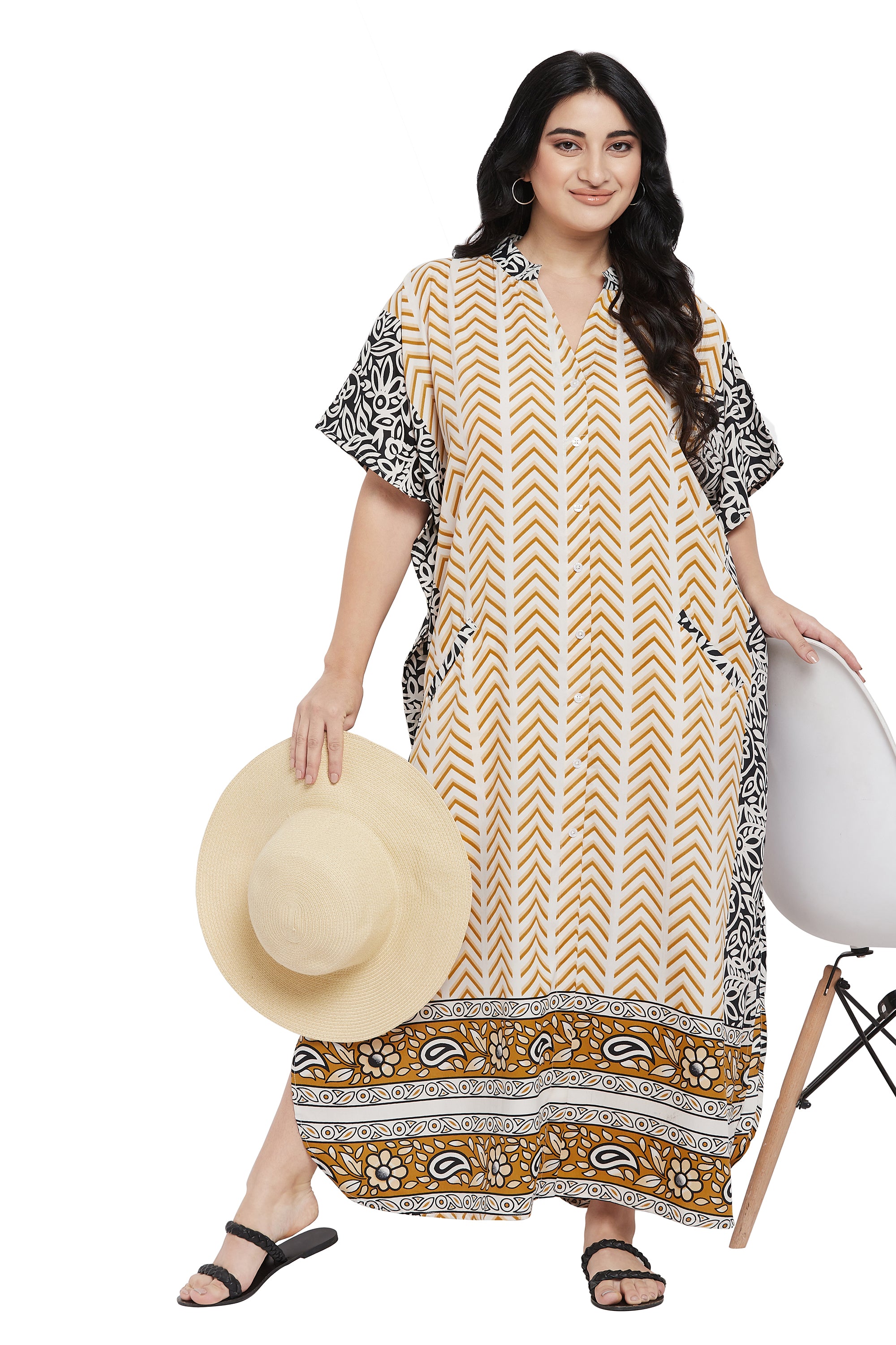 Gypsie Blu Women Flowy Plus Size Polyester Kaftan