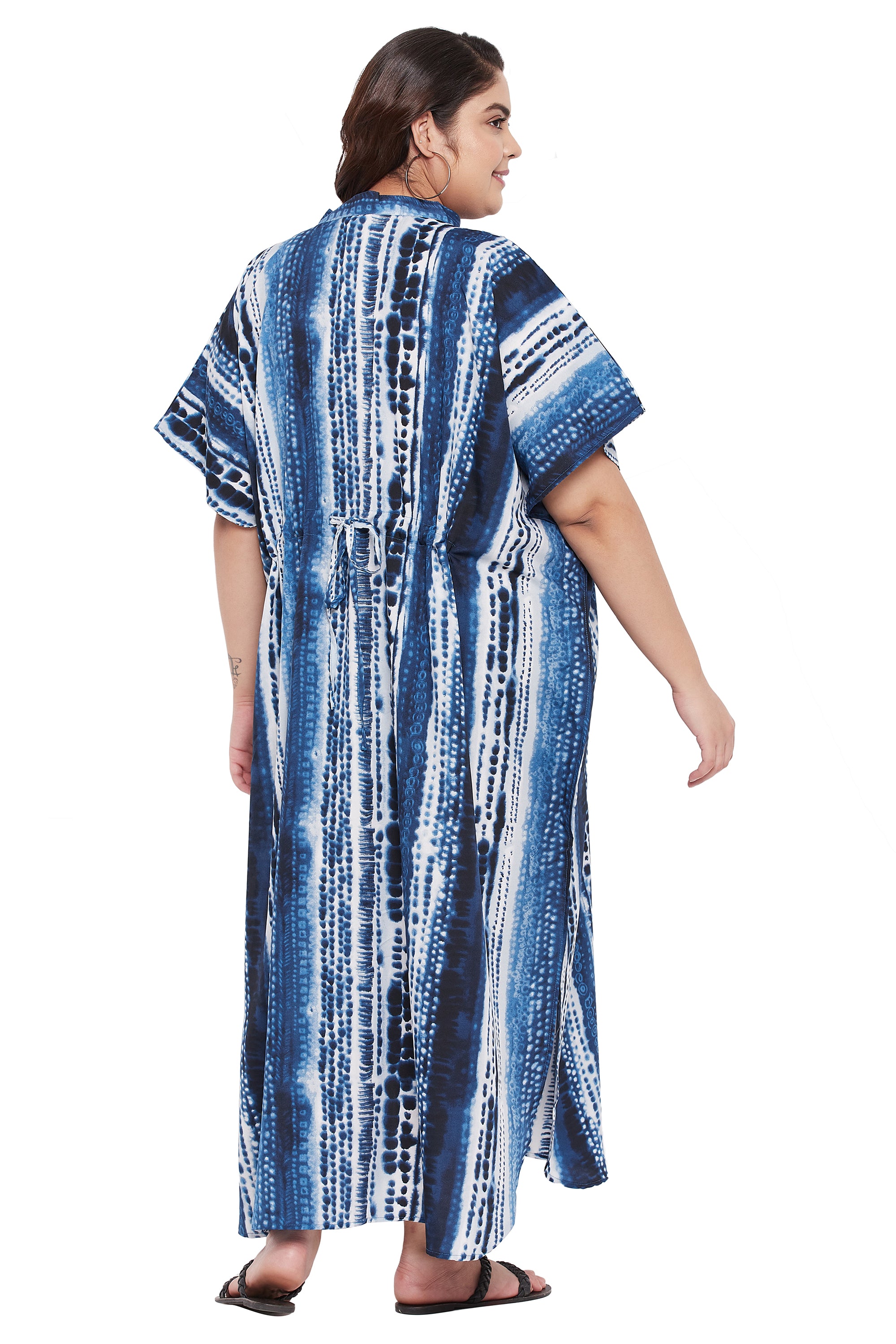 Gypsie Blu Navy Blue Tie Die Elegant Plus Size Polyester Kaftan
