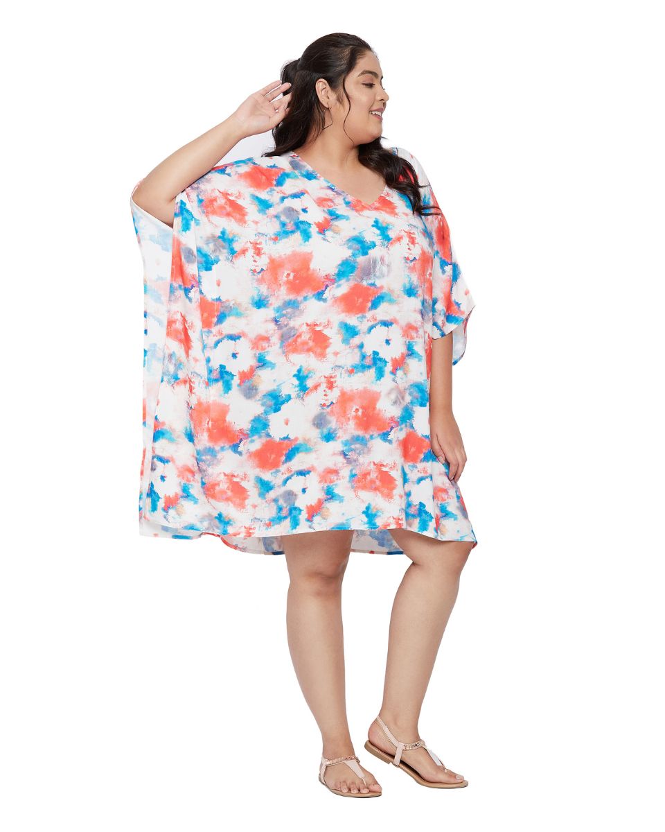 Top Floral Plus Size Kimono Sleeve Rayon Tunic For Women