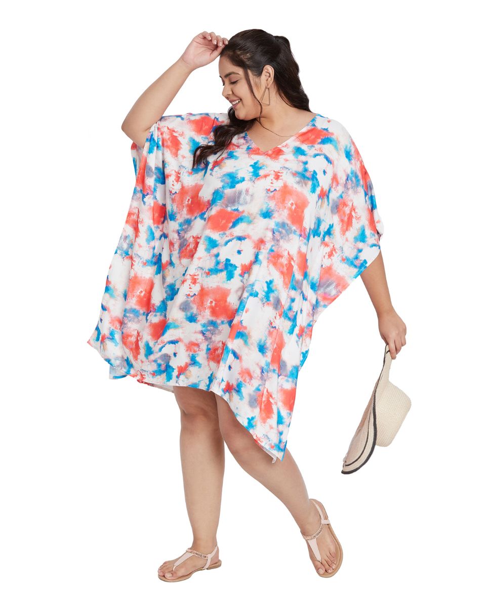 Top Floral Plus Size Kimono Sleeve Rayon Tunic For Women