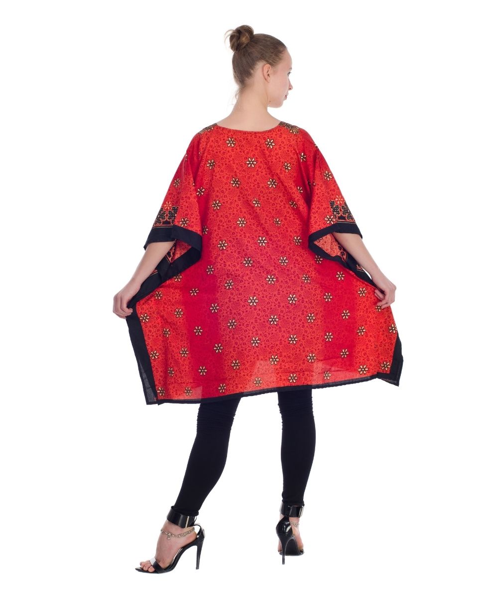 Women Floral Pattern Plus Size Polyester Tunics Dress