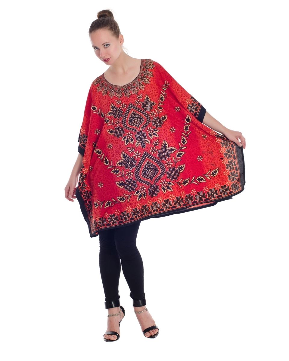 Women Floral Pattern Plus Size Polyester Tunics Dress