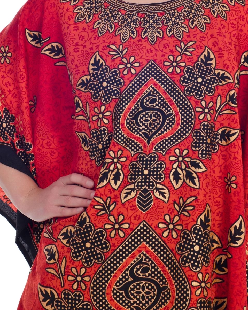 Women Floral Pattern Plus Size Polyester Tunics Dress