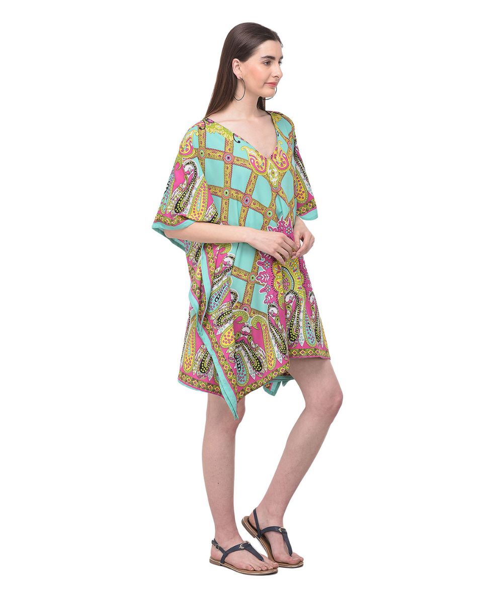 Multicolor Paisley Printed Plus Size Women Tunic Dress For Women