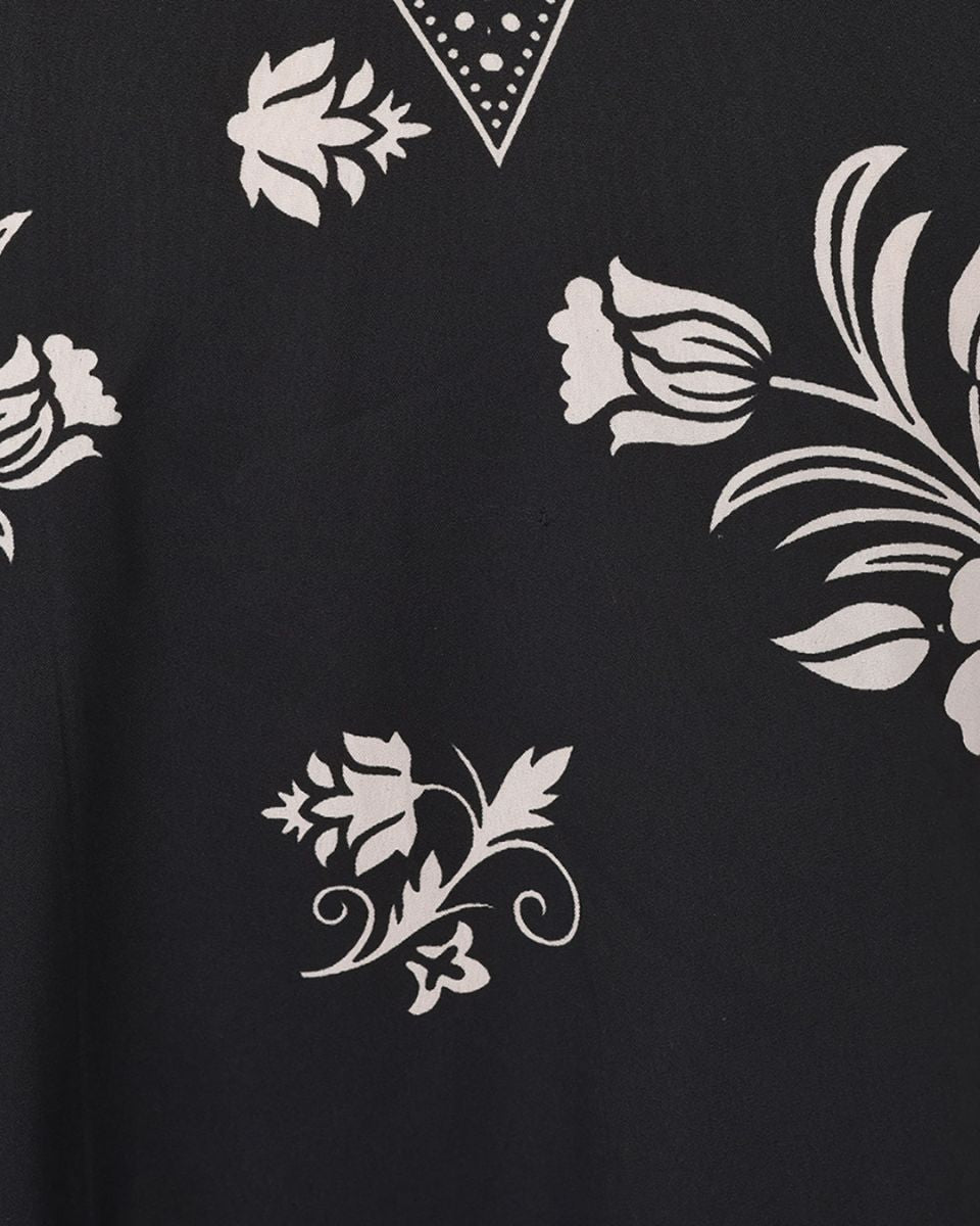 Black paisley And Floral Printed Tunic For Women