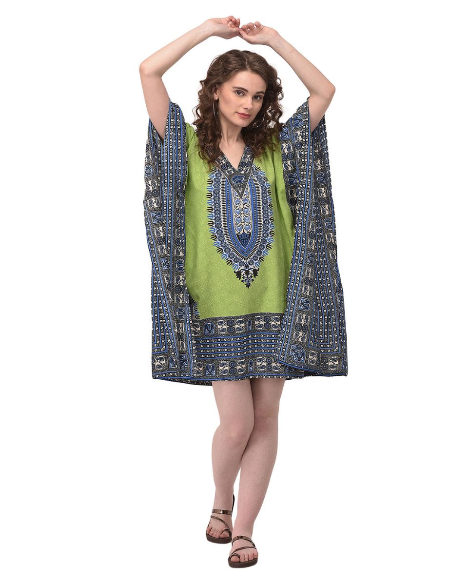 green floral tunic dress Floral Multicolor Stripe Cotton Midi Dress main image 0