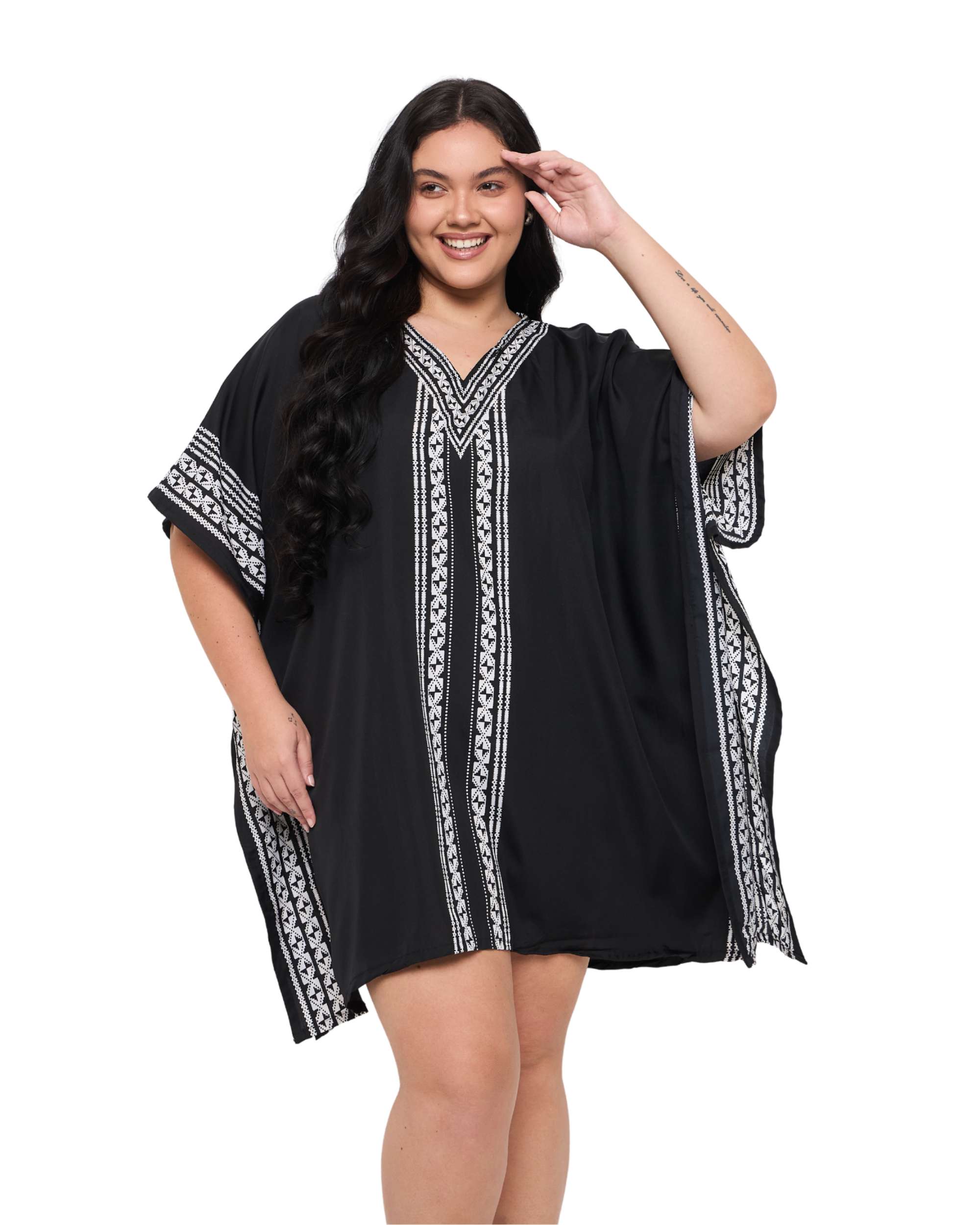 Striped Black Plus Size Tunic Top for Women