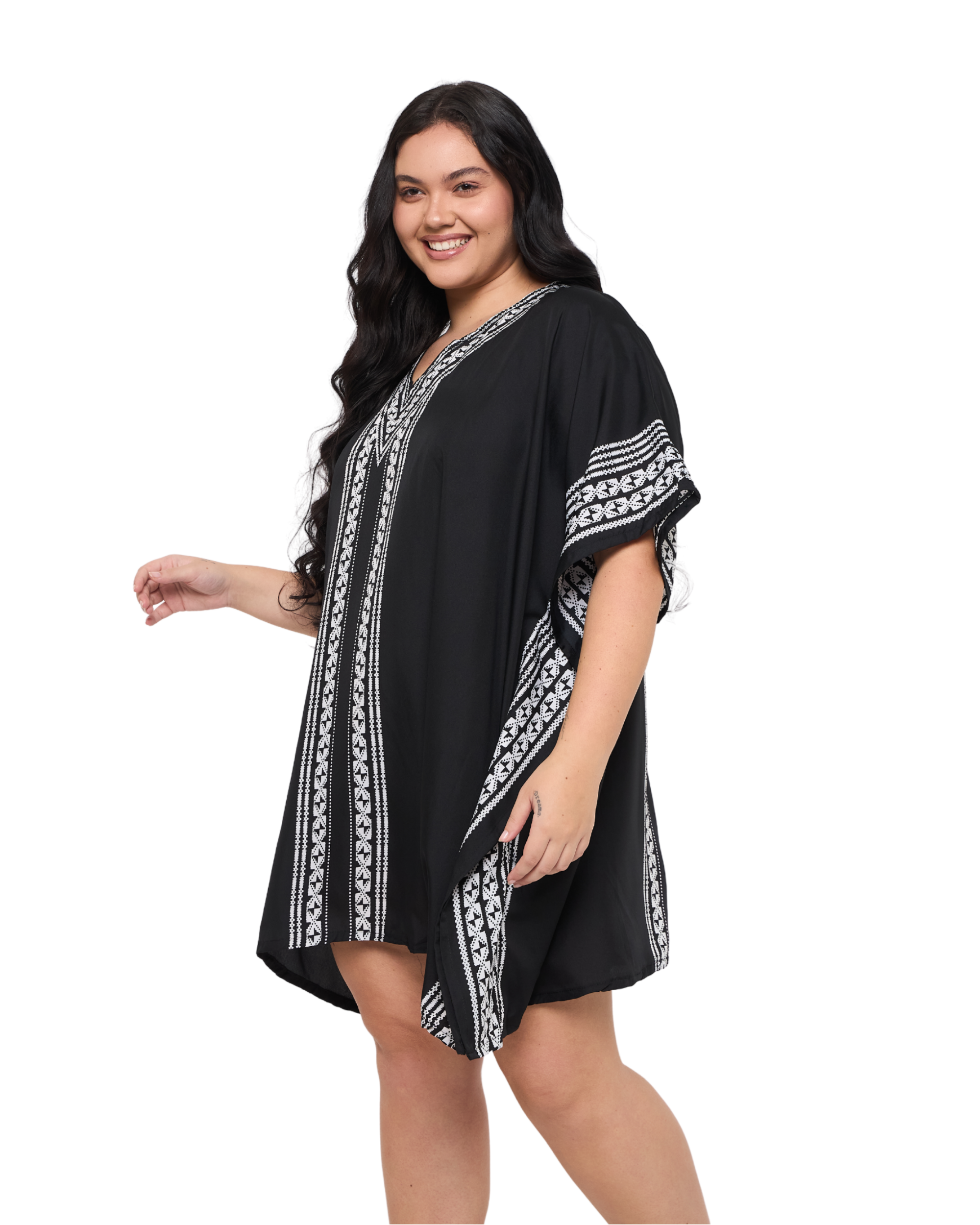 Striped Black Plus Size Tunic Top for Women