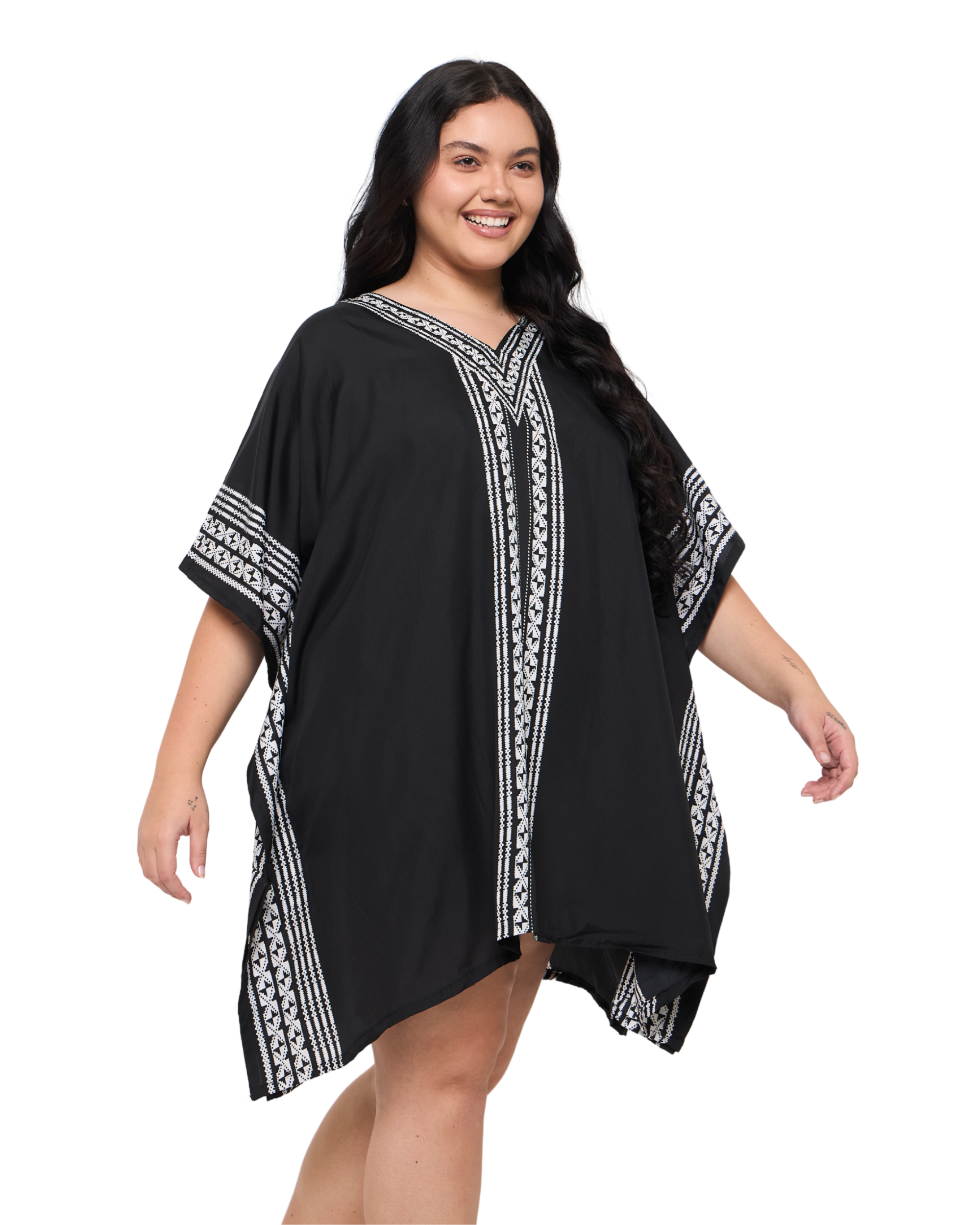 Striped Black Plus Size Tunic Top for Women