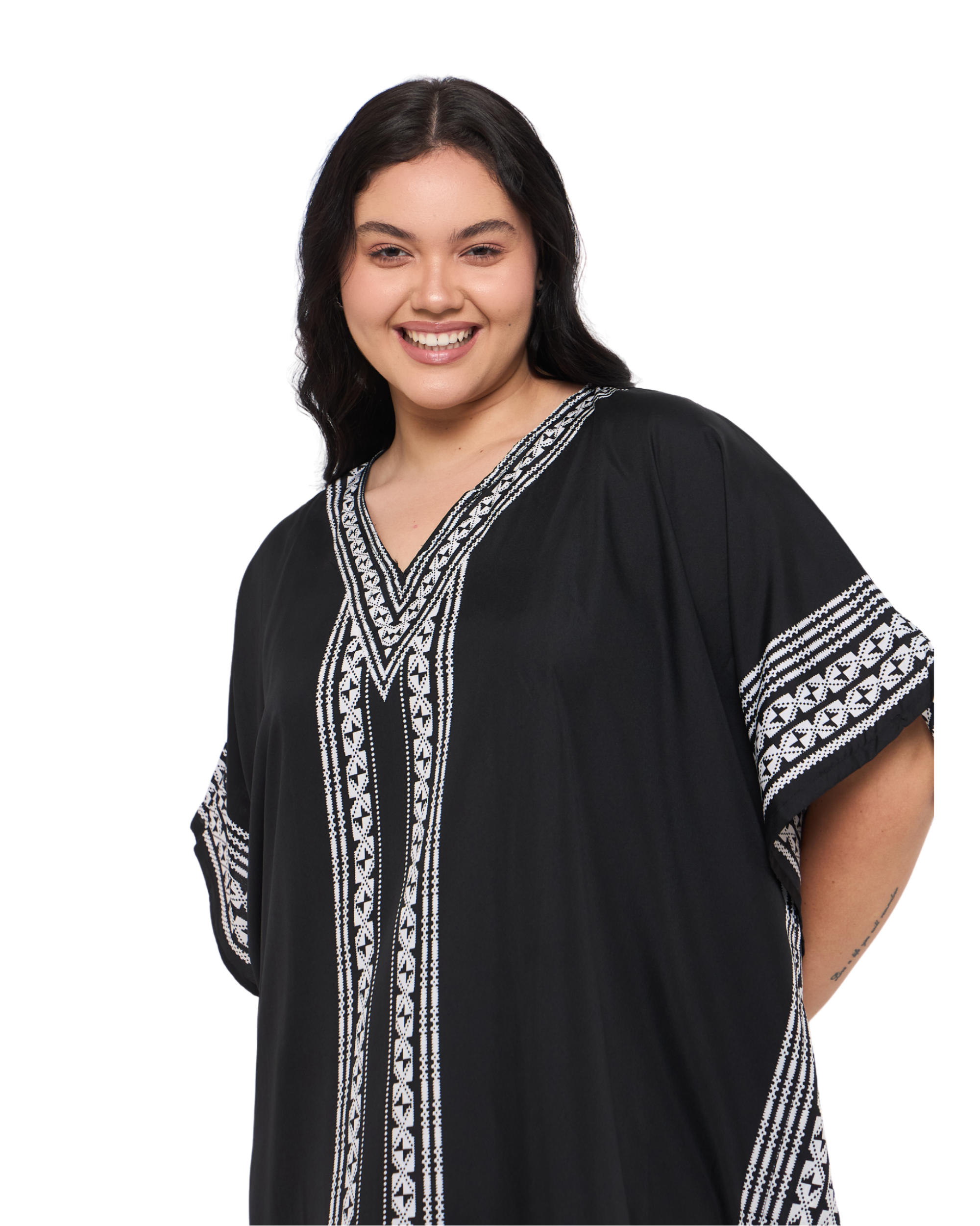 Striped Black Plus Size Tunic Top for Women
